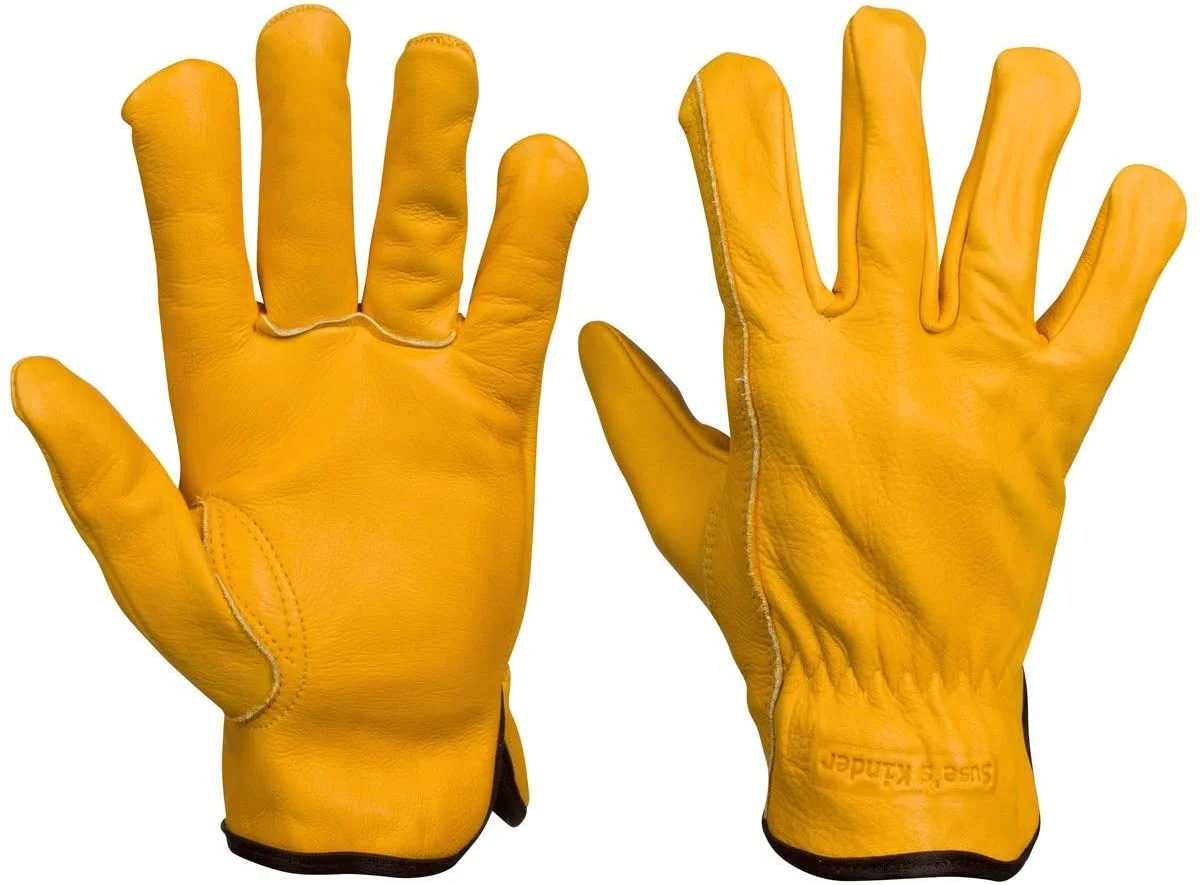 Work Gloves for Men and Women, Top Grain Leather (3 pairs, Med)