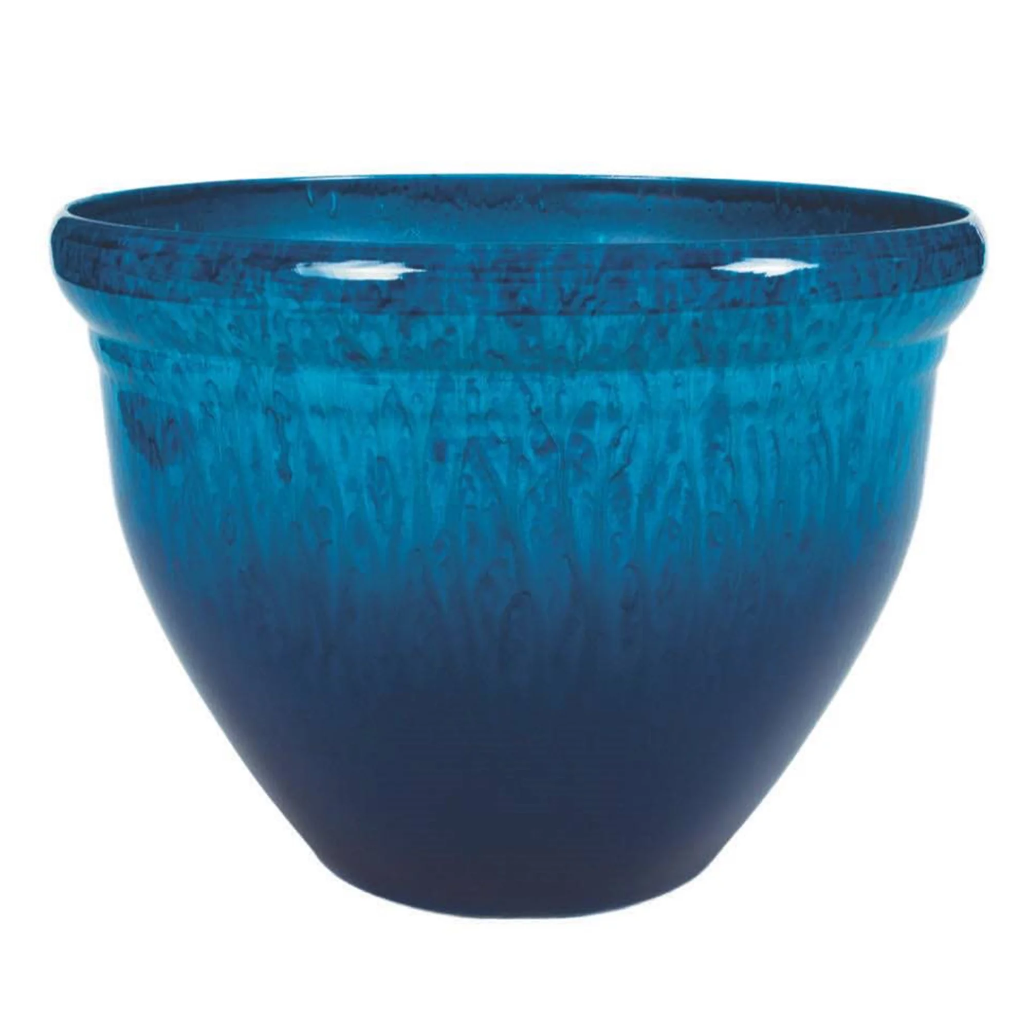 The HC Companies 16 Inch Pizzazz Round Outdoor Planter, Admiral Blue Drip