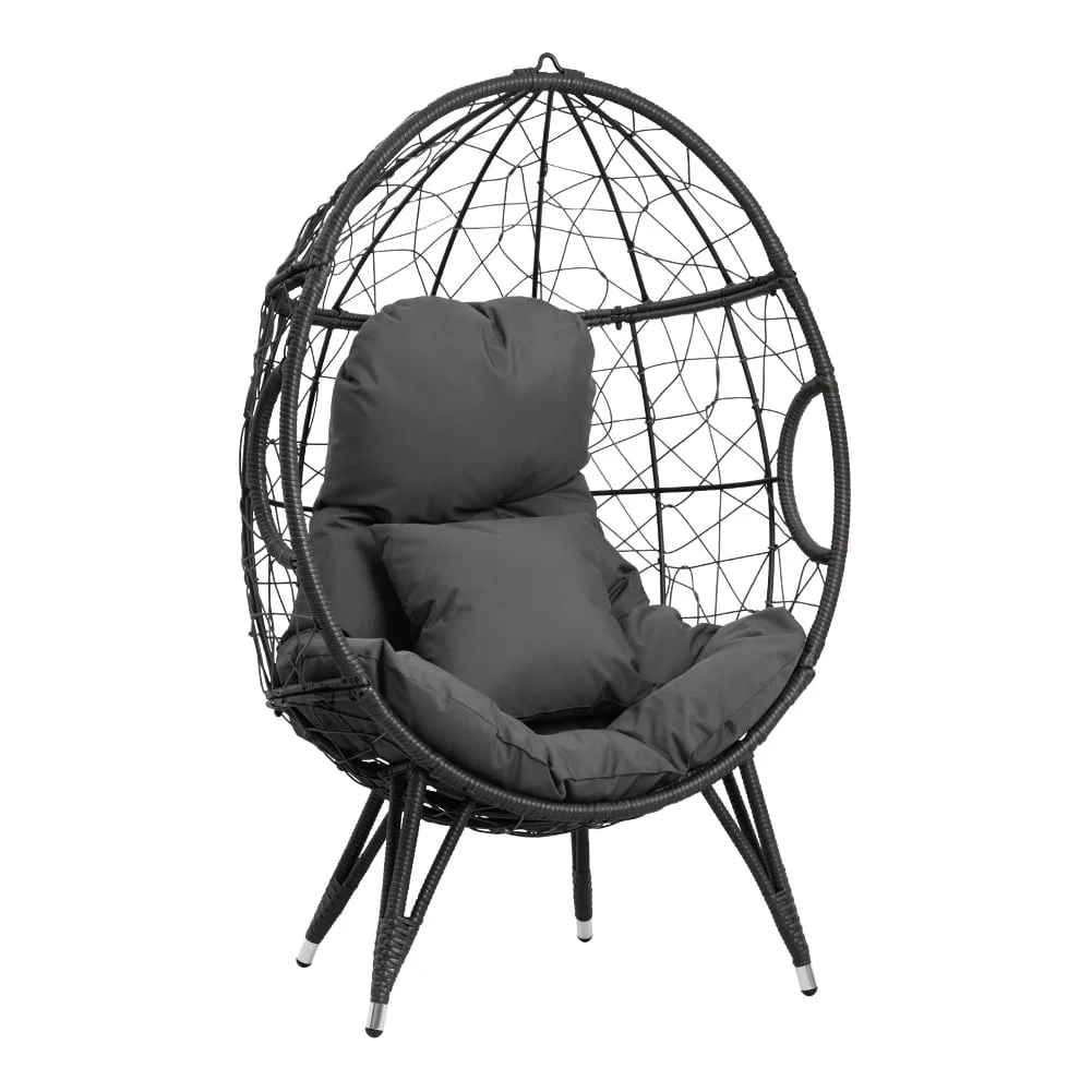 VREDHOM  Patio Wicker Egg Chair with Cushion and Pillow 39