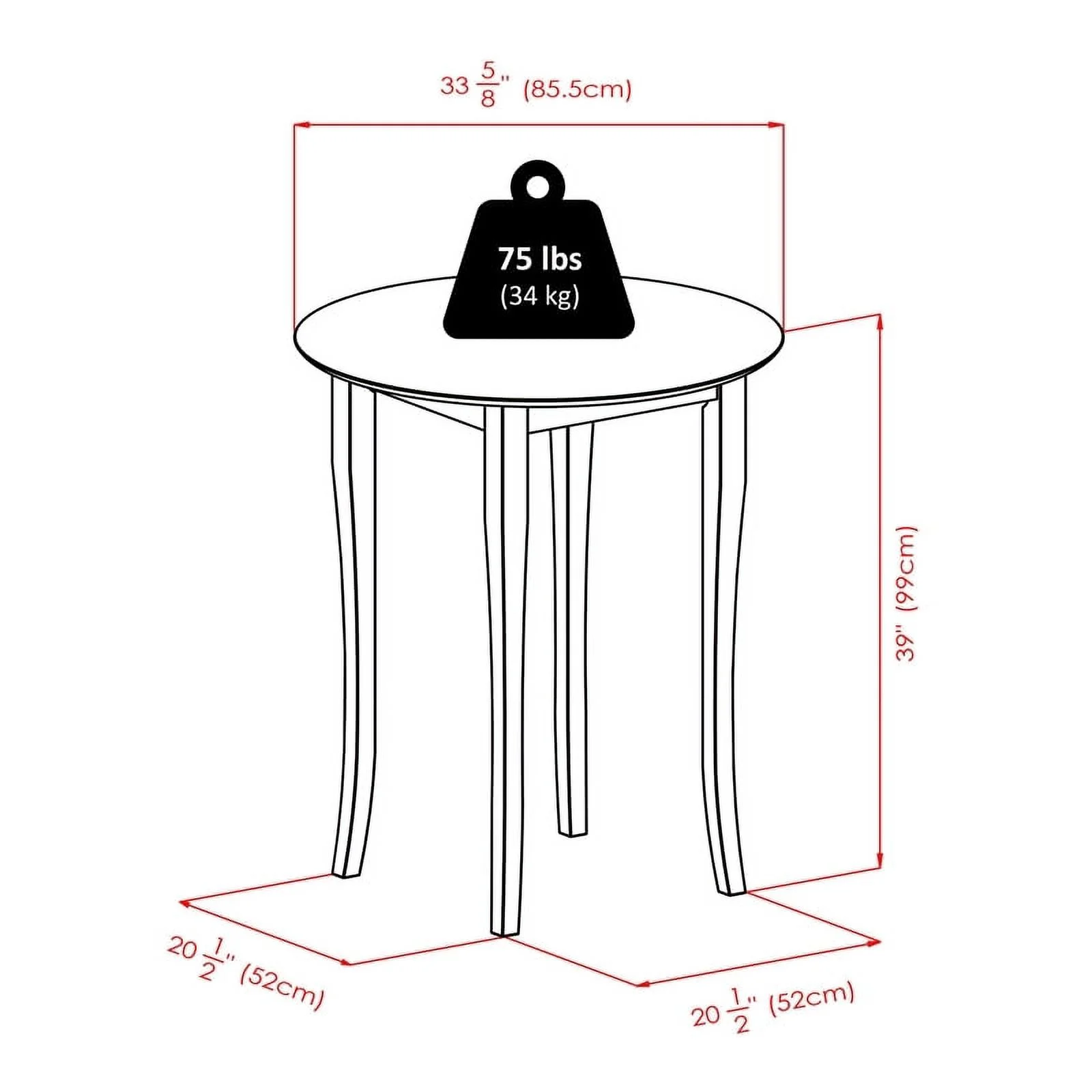 Pemberly Row 3-Piece Round Transitional Solid Wood Pub Set in Antique Walnut