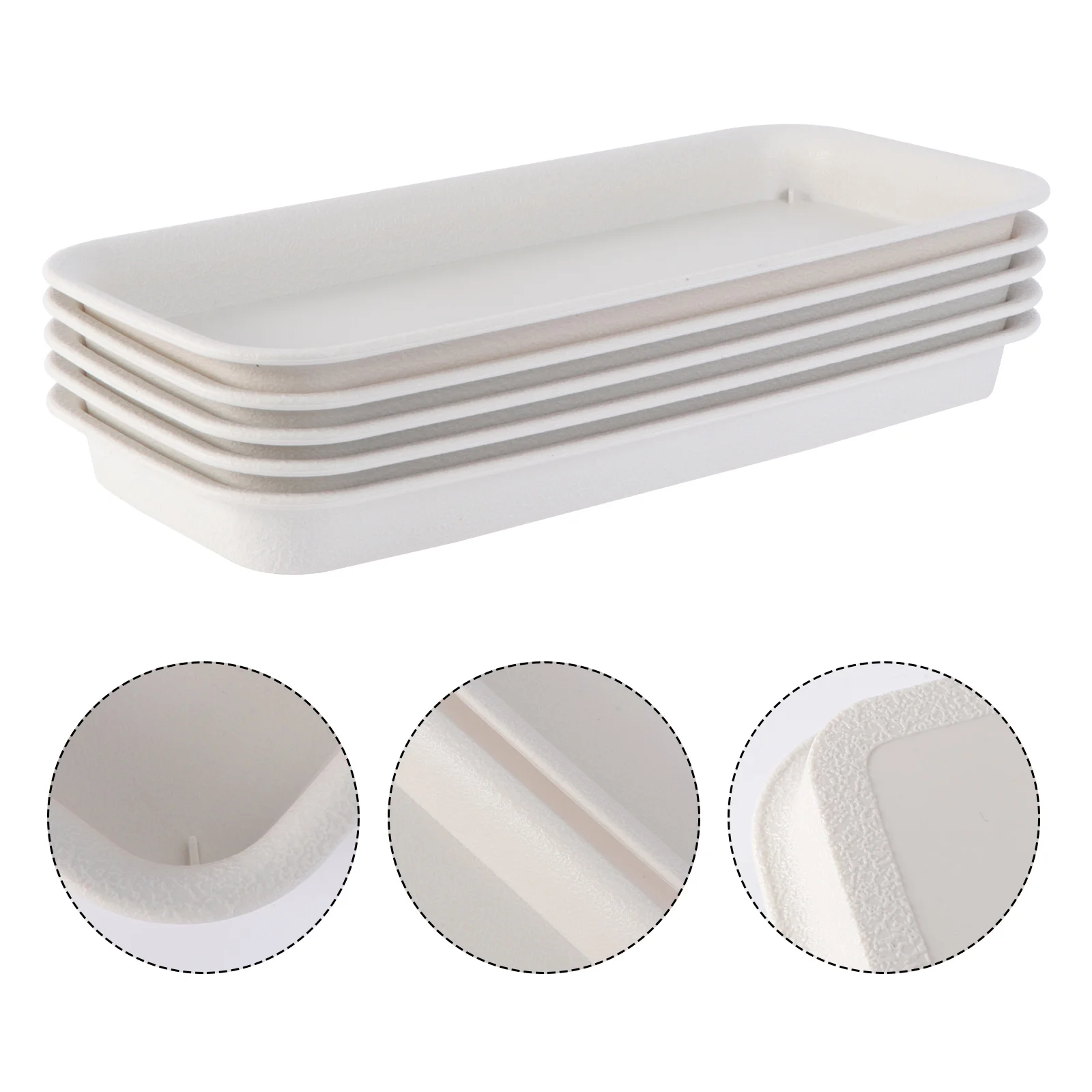 OUNONA Tray Planterflower Saucer Pots Pot Trays Saucers Potted Drip Base Succulent Rectangular Garden Water Planters Beige