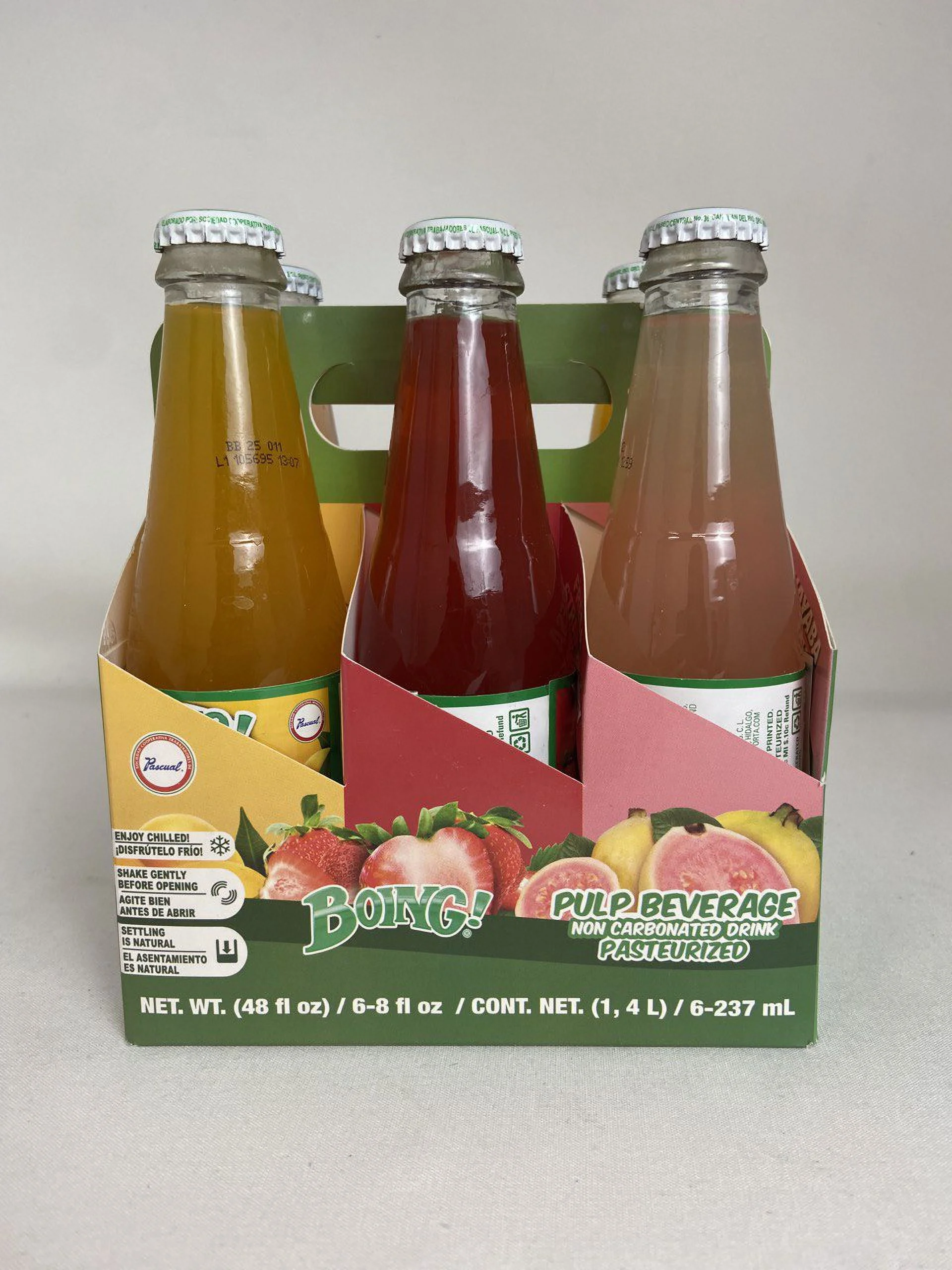 Boing 6 Pack Mix 8 fl oz Glass Bottle Assorted Flavors: Mango | Guava | Strawberry