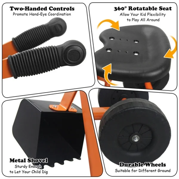 Alvorog Heavy Duty Sand Digger Kids Ride-on Sand Digger,Digging Excavator