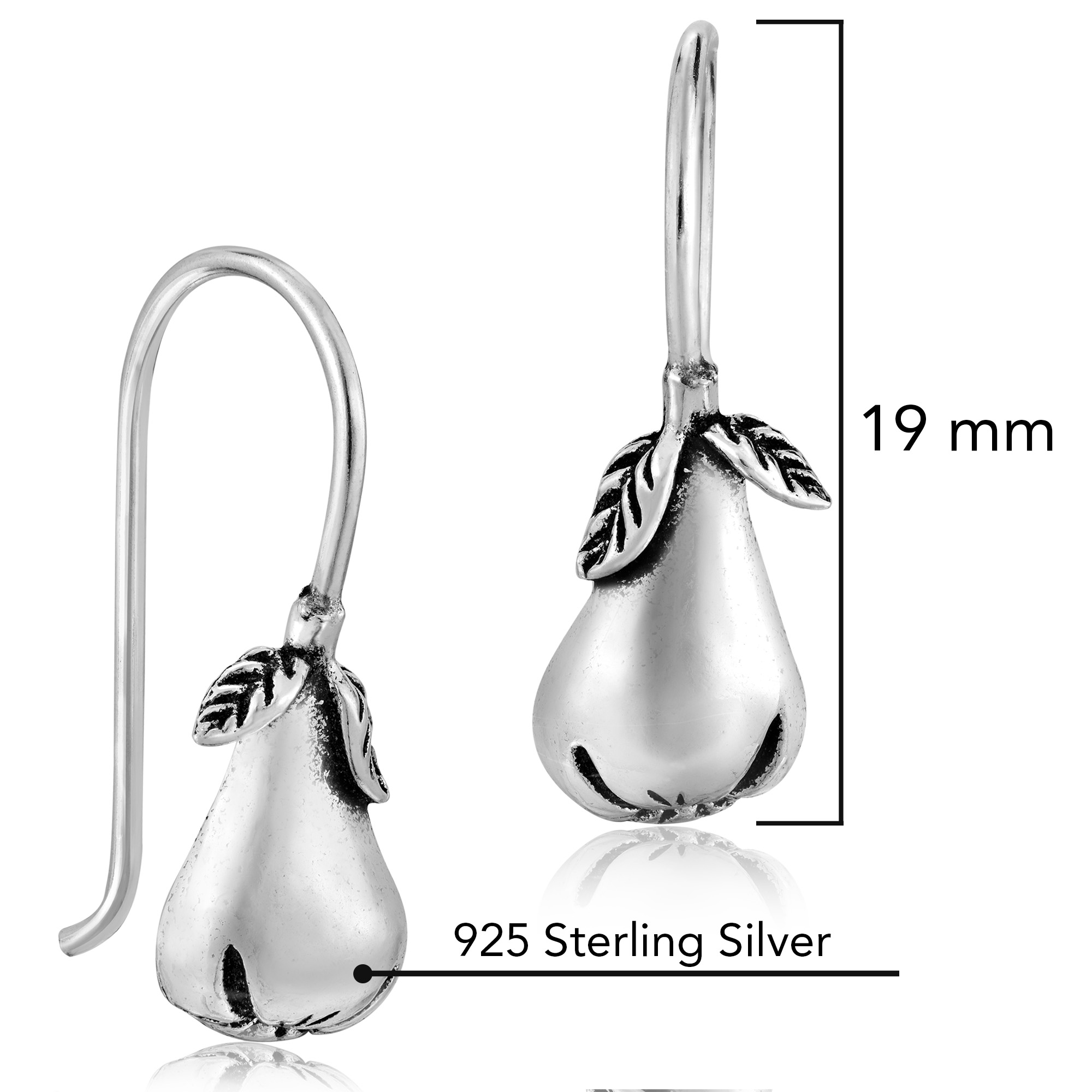 A Fruitful Harvest Sterling Silver Pear Dangle Earrings