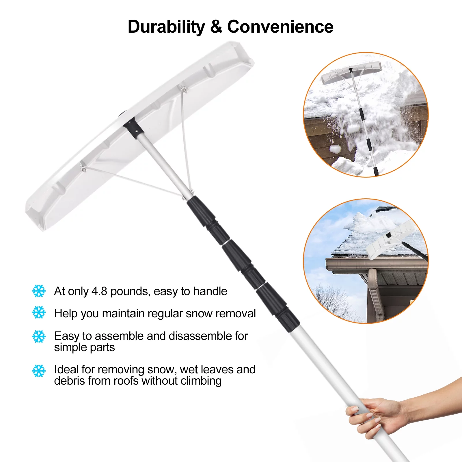 Topbuy 21 FT Roof Snow Removal Rake Extendable Blade & Non-Slip Handle