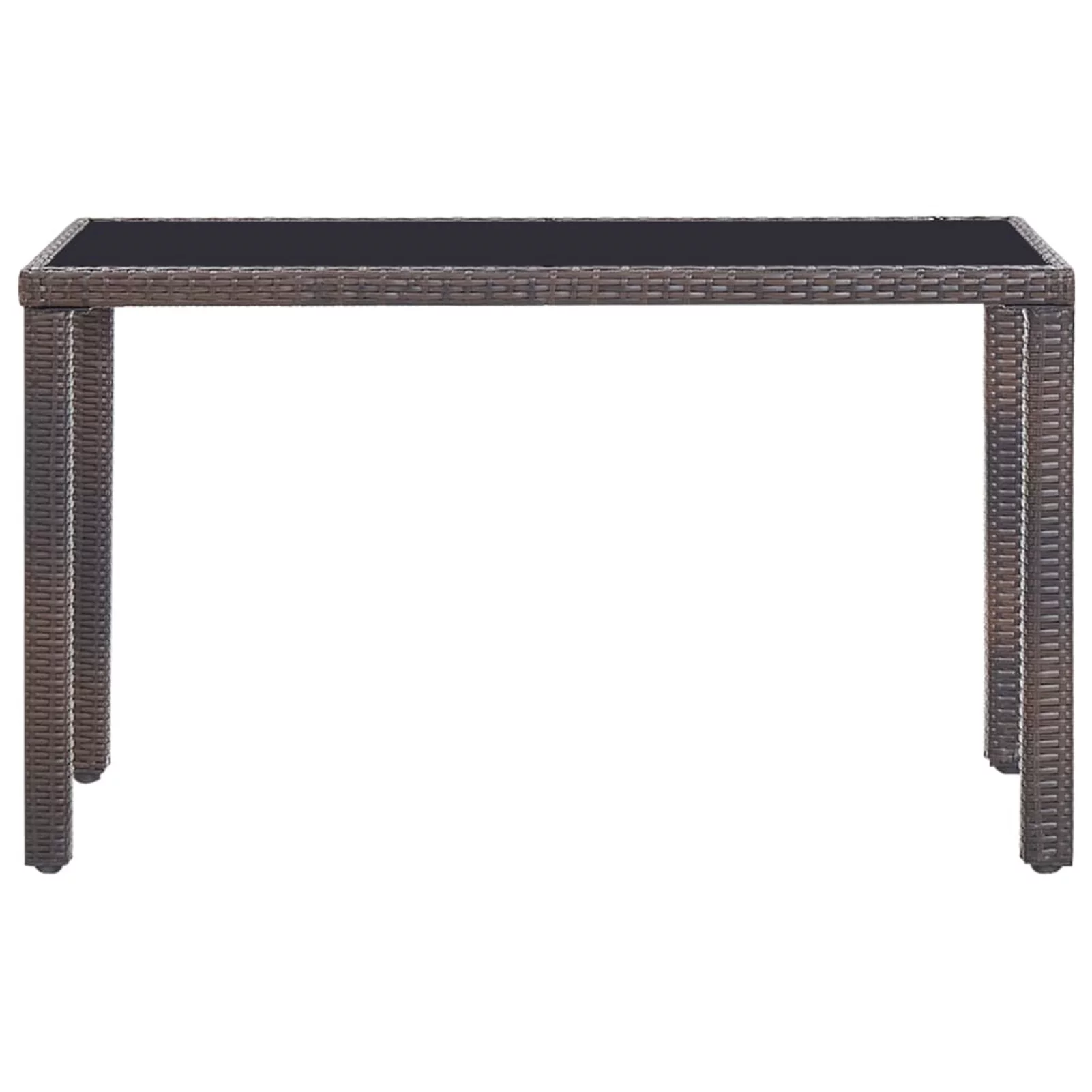 Anself 5 Piece  Wicker Patio Dining Glass Table and Chairs Set with Cushioned Seat and Ottomans PE Rattan Sectional Conversation Set (Brown)