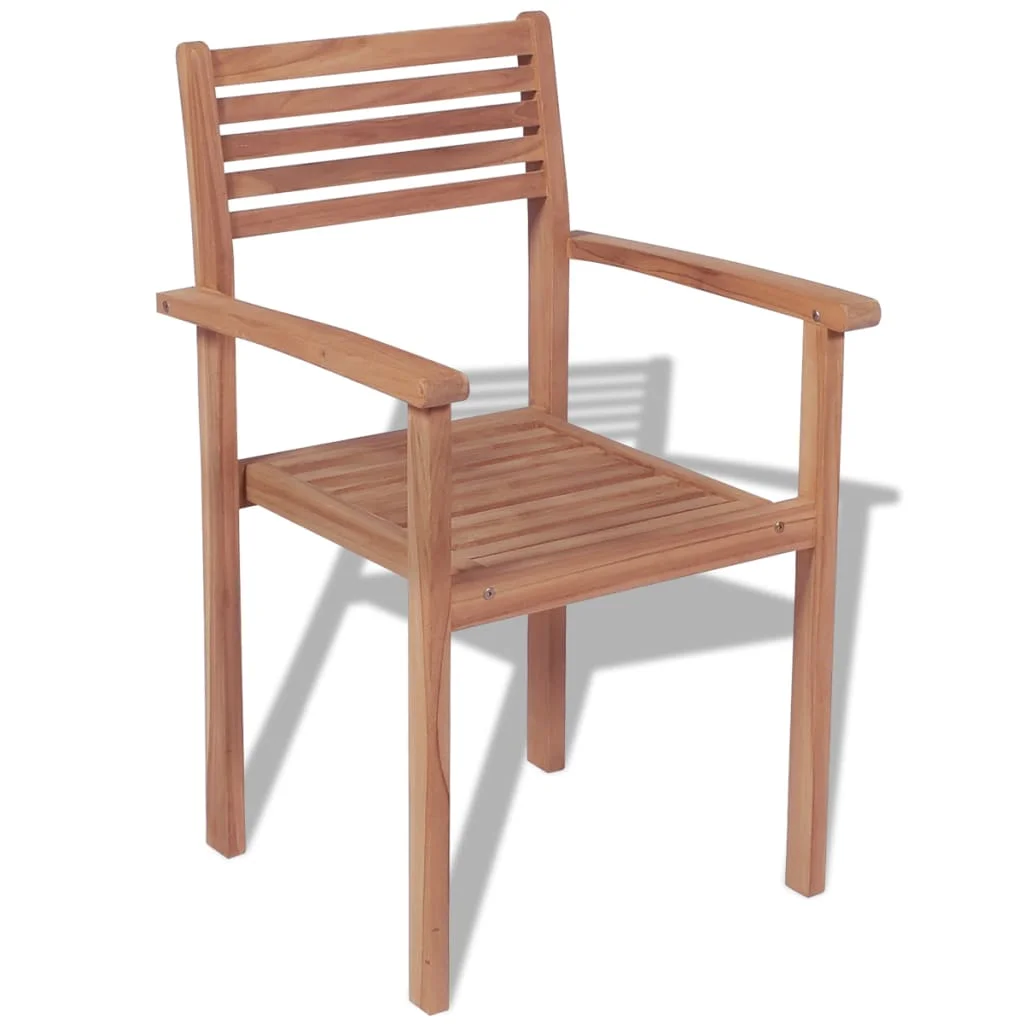 Anself Stackable Patio Chairs 4 pcs Solid Teak Wood