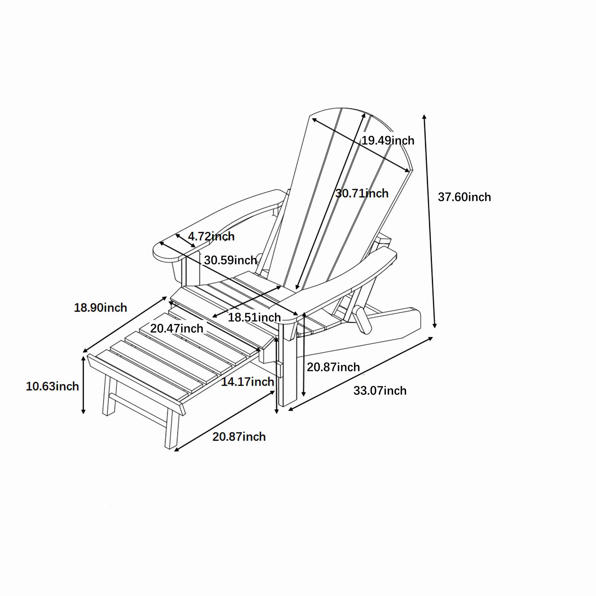 Hurley Stanton Drew Plastic/Resin Folding Adirondack Chair with Ottoman (Red)