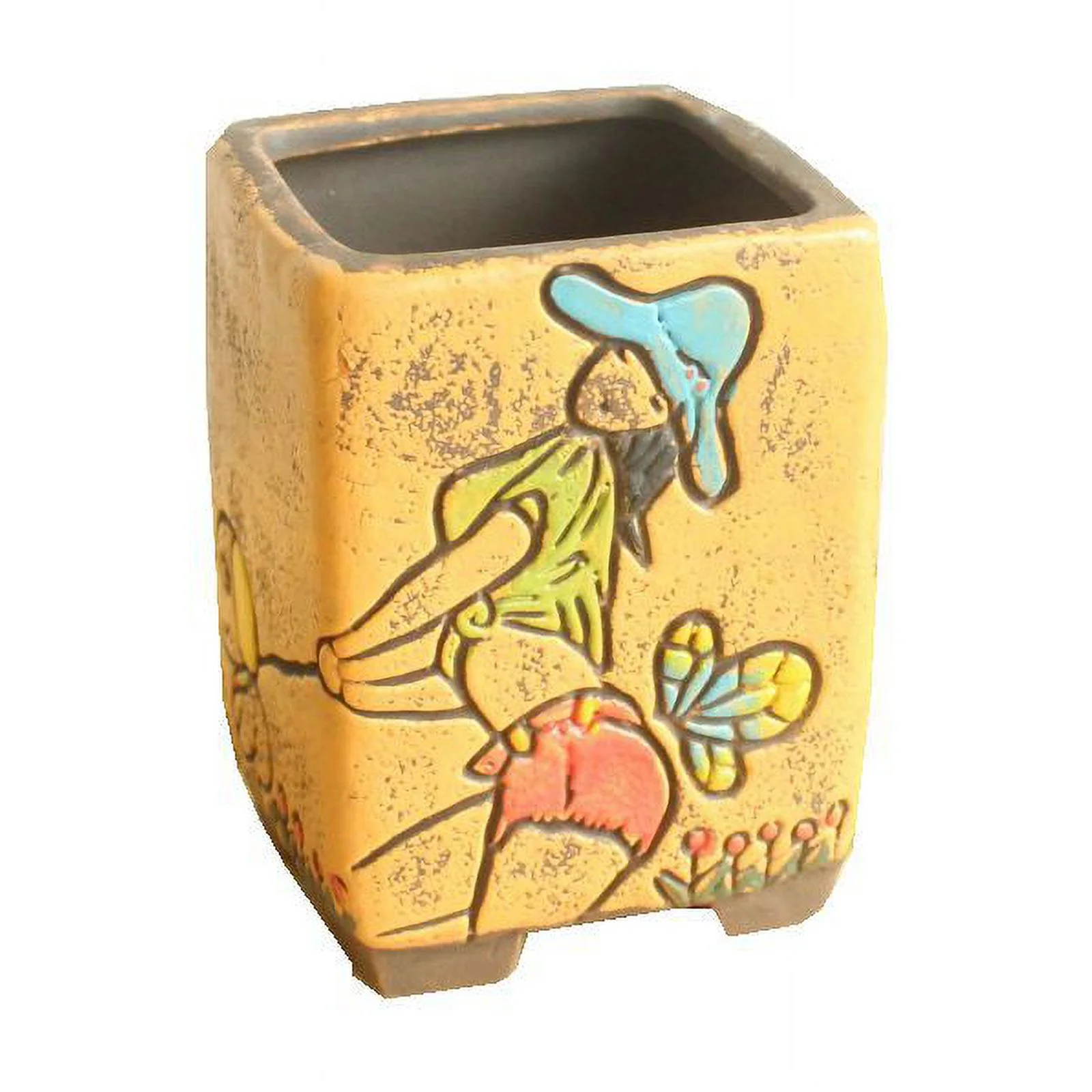 Ceramic Succulent Planter - Hand-painted Korean Style Flower Pot