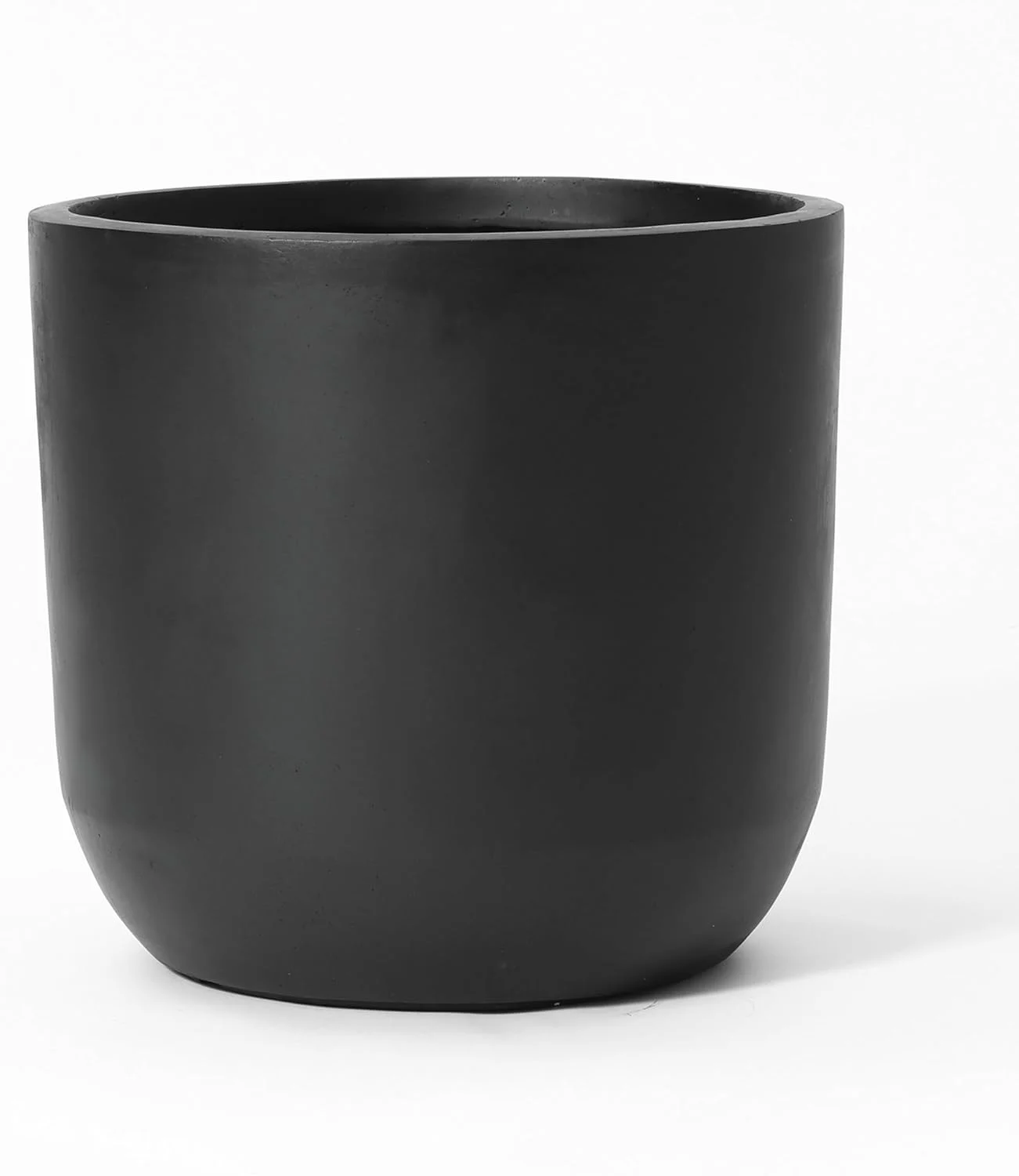 LuxenHome 17 Inch Round Smooth Finish Black MgO Planter Large Round Pots for Plants Indoor & Outdoor Concrete Garden Patio Porch Decor Flower Tree Planters
