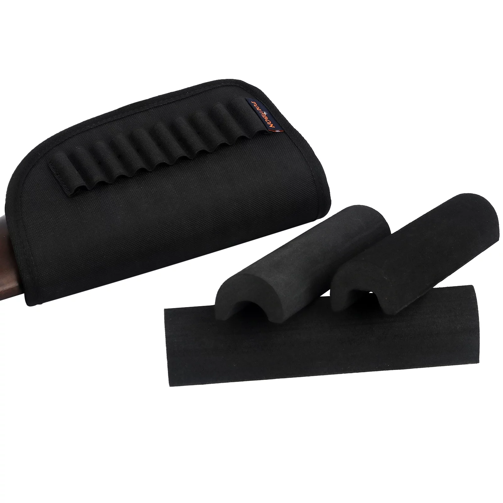 TOURBON Rifle Cheek Weld Riser Rest Comb Raiser with Ammo Holder Shooting Nylon Neoprene-Green/Black