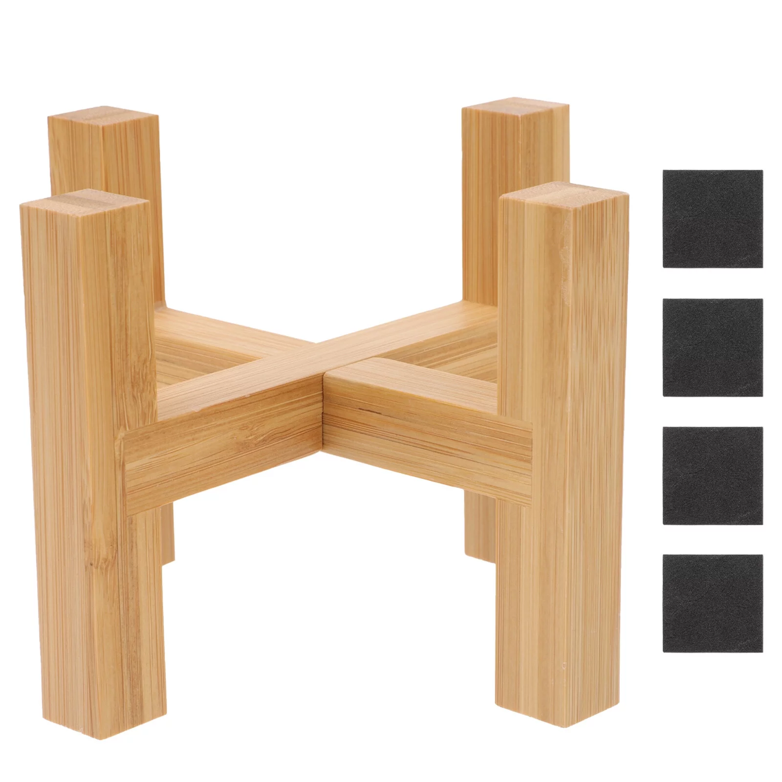 Gongxipen 1 Set Decorative Flowerpot Holder Wooden Plant Pot Base Four-legged Flower Rack