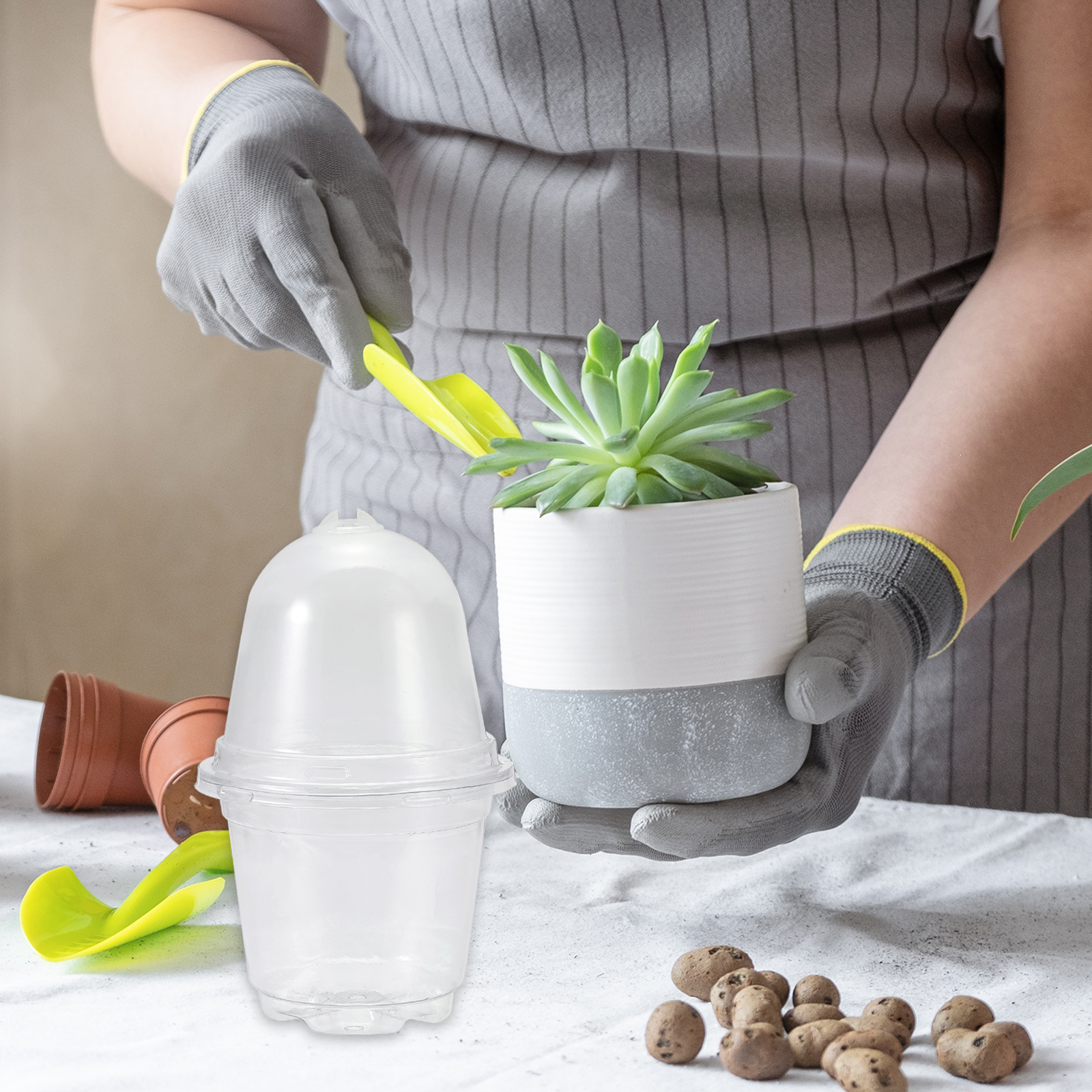 Uxcell Nursery Pots with Humidity Dome, 15 Sets 3.5/4/5 Inch Plant Starting Pots with Drainage Holes, Transparent