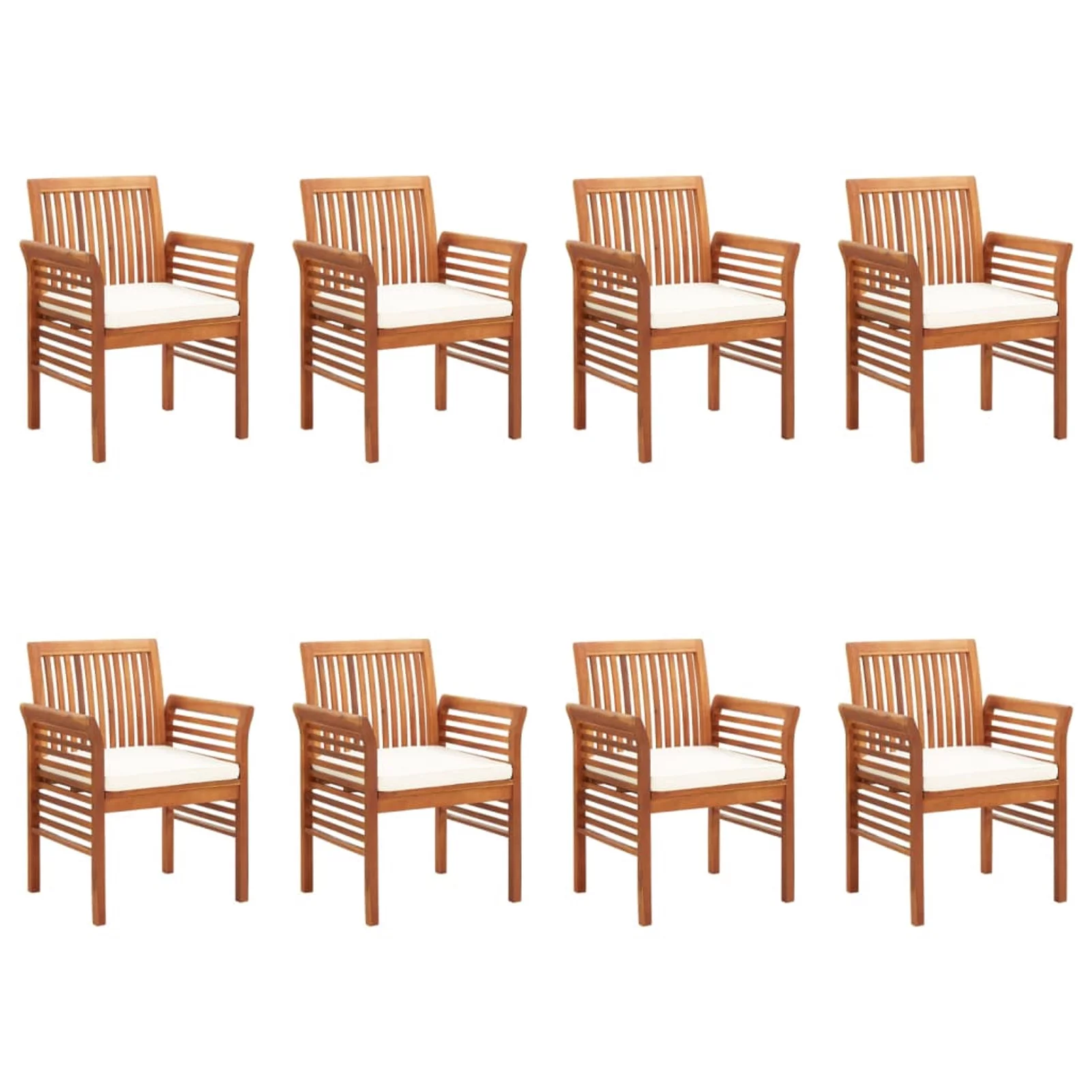 Irfora Patio Dining Chairs with Cushions 8 pcs Solid Wood Acacia