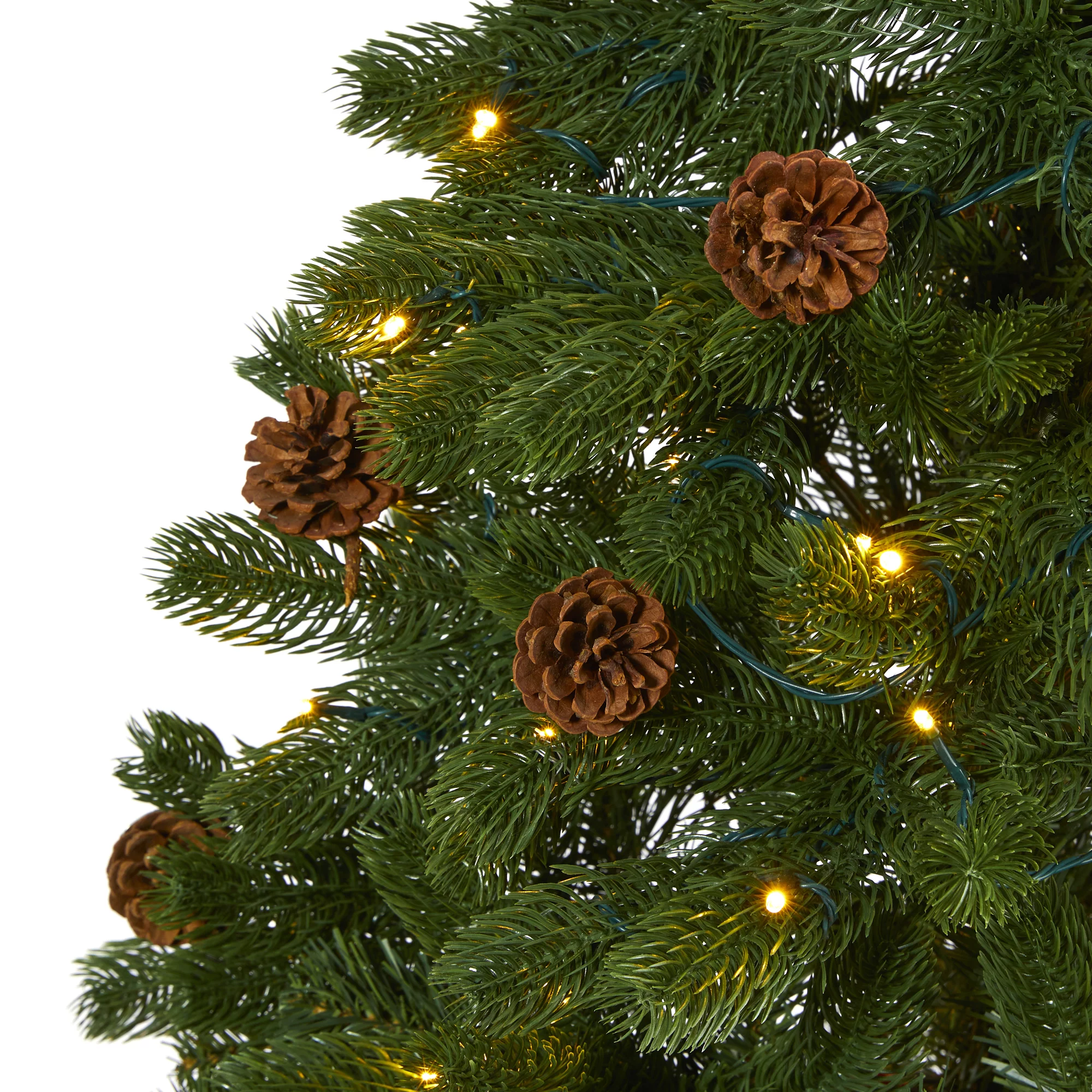 Nearly Natural 6' Green Spruce Artificial Christmas Tree with Pinecones Prelit 250 Clear LED Lights