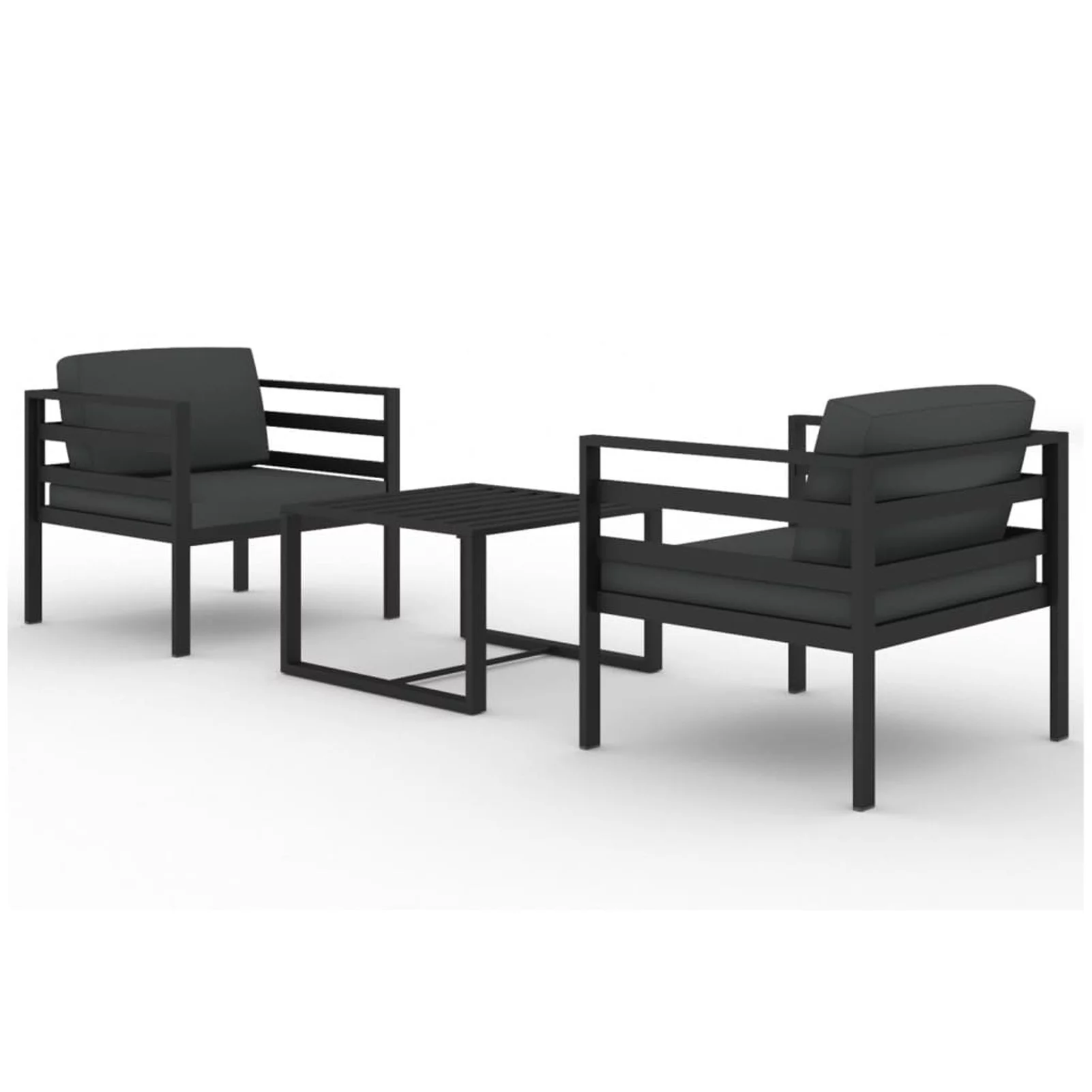 Anself 3 Piece Patio Set with Cushions Aluminum Anthracite