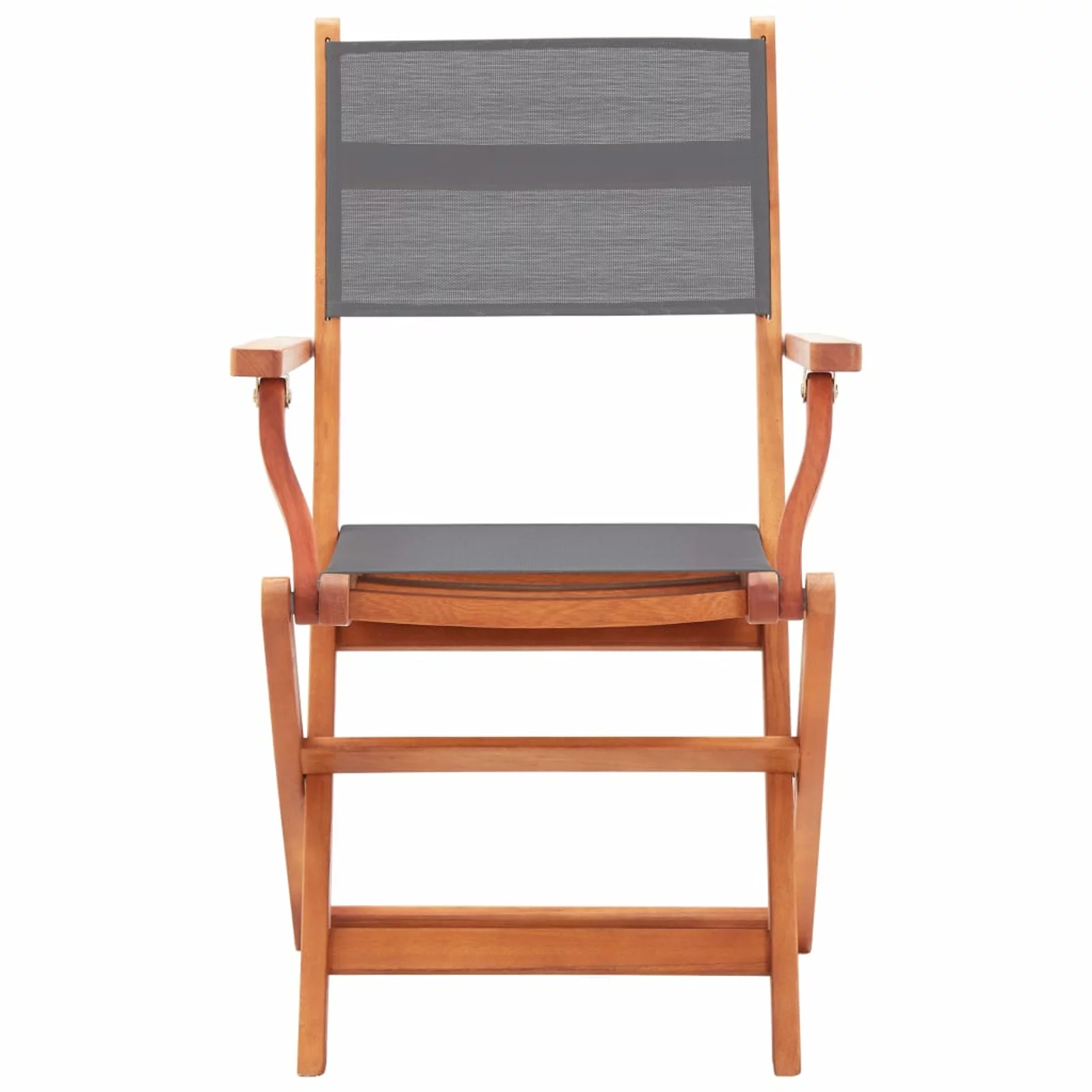 Tomshoo Folding Patio Chairs 2 pcs Solid Eucalyptus Wood&Textilene