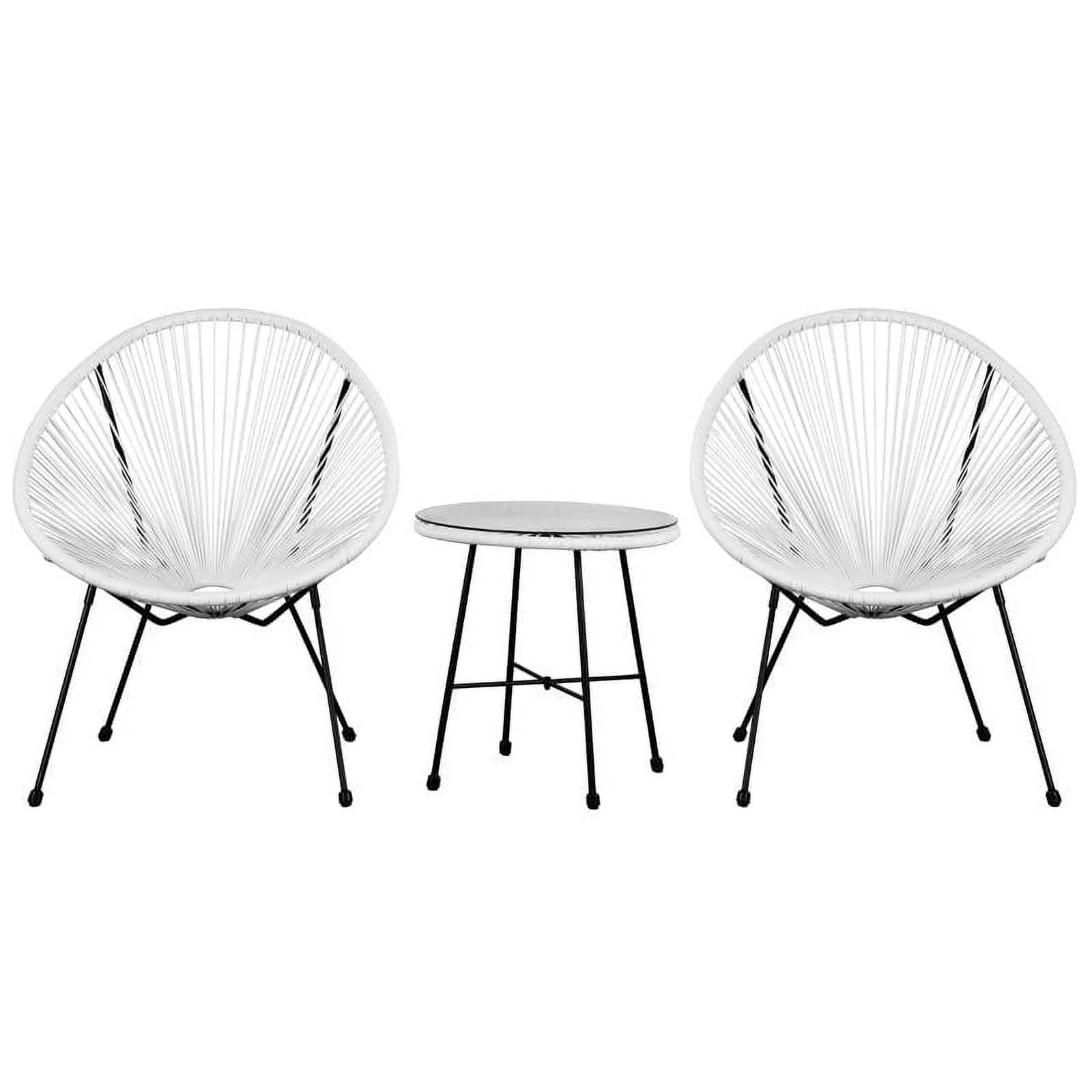 Sassio 3 Piece Hand-Woven Conversation Patio Set, White