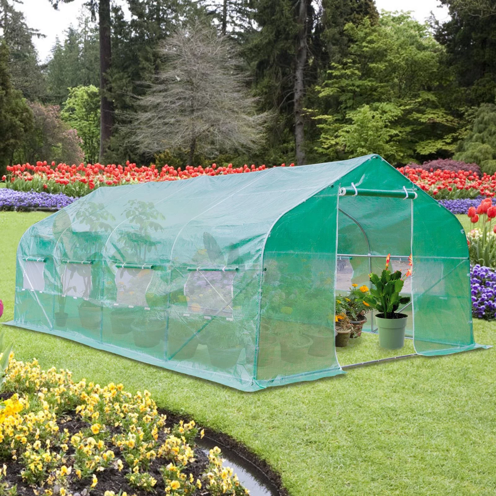 UBesGoo 20x10x7  Walk in Tunnel Greenhouse w/ Roll up Window