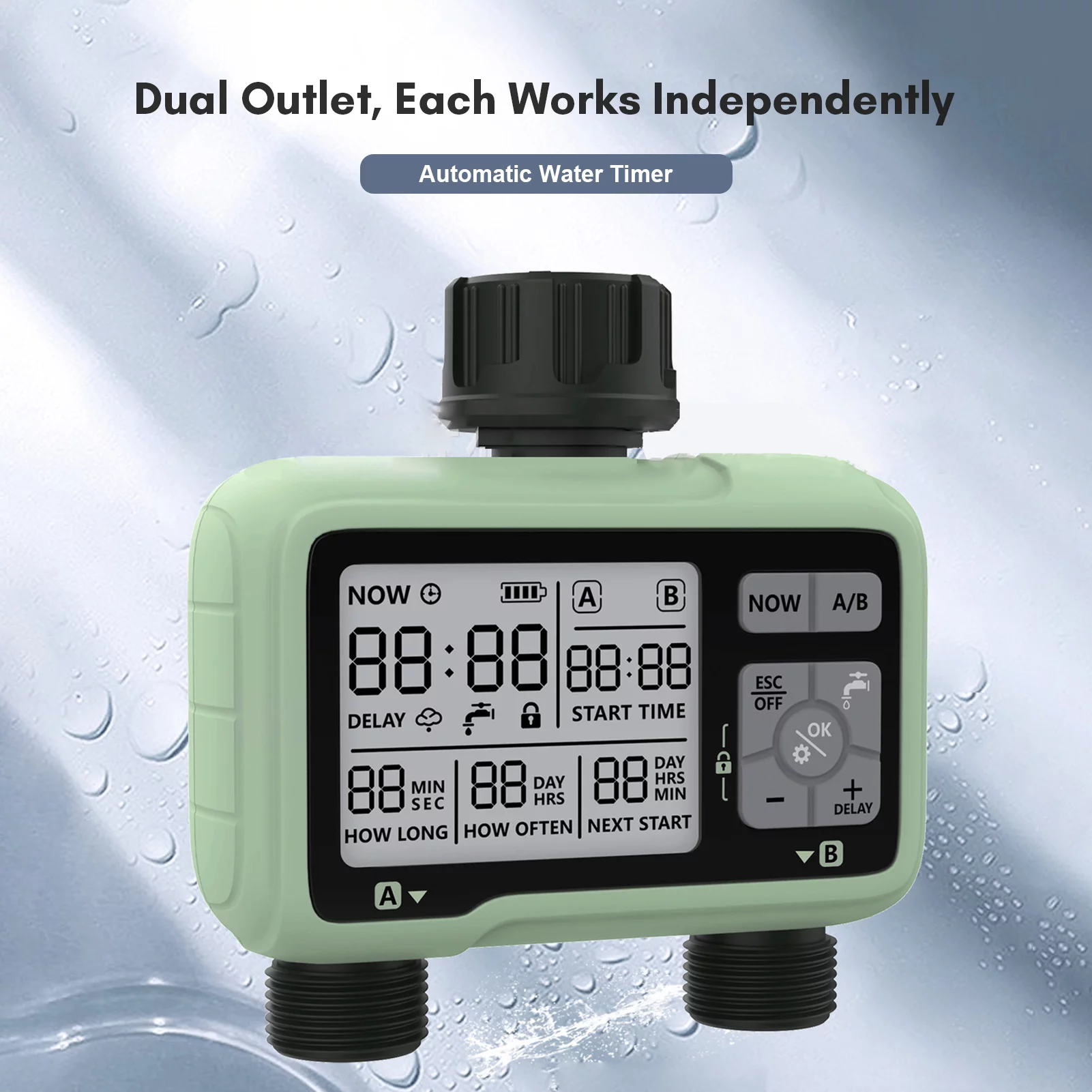 Irrigation ,Waterproof Sprinkler Display 2-outlet Ipx5 Waterproof Sprinkler With