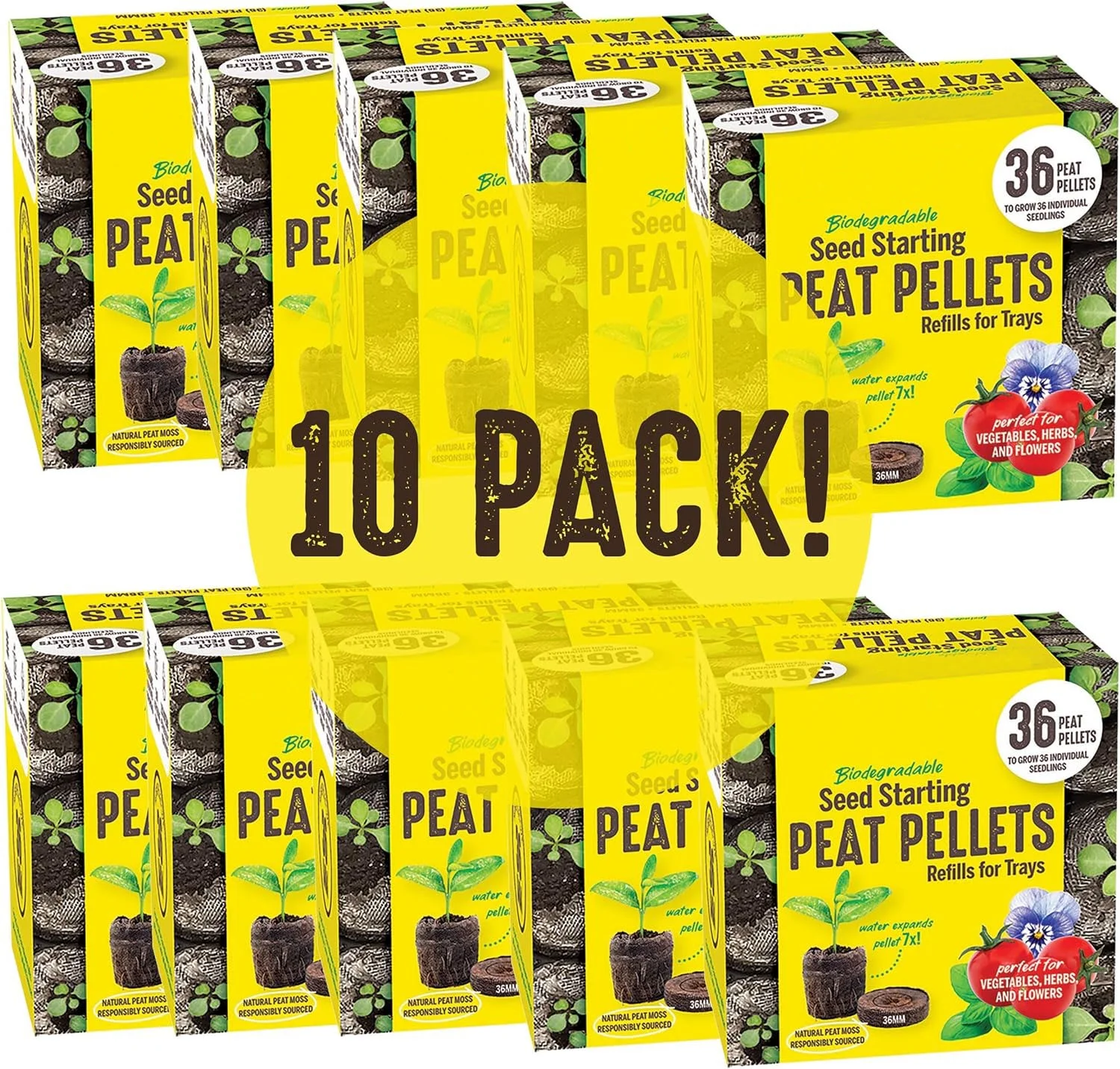 36mmPlant-Based Expanding Peat Pellet Refills (36 Count), 10-Pack