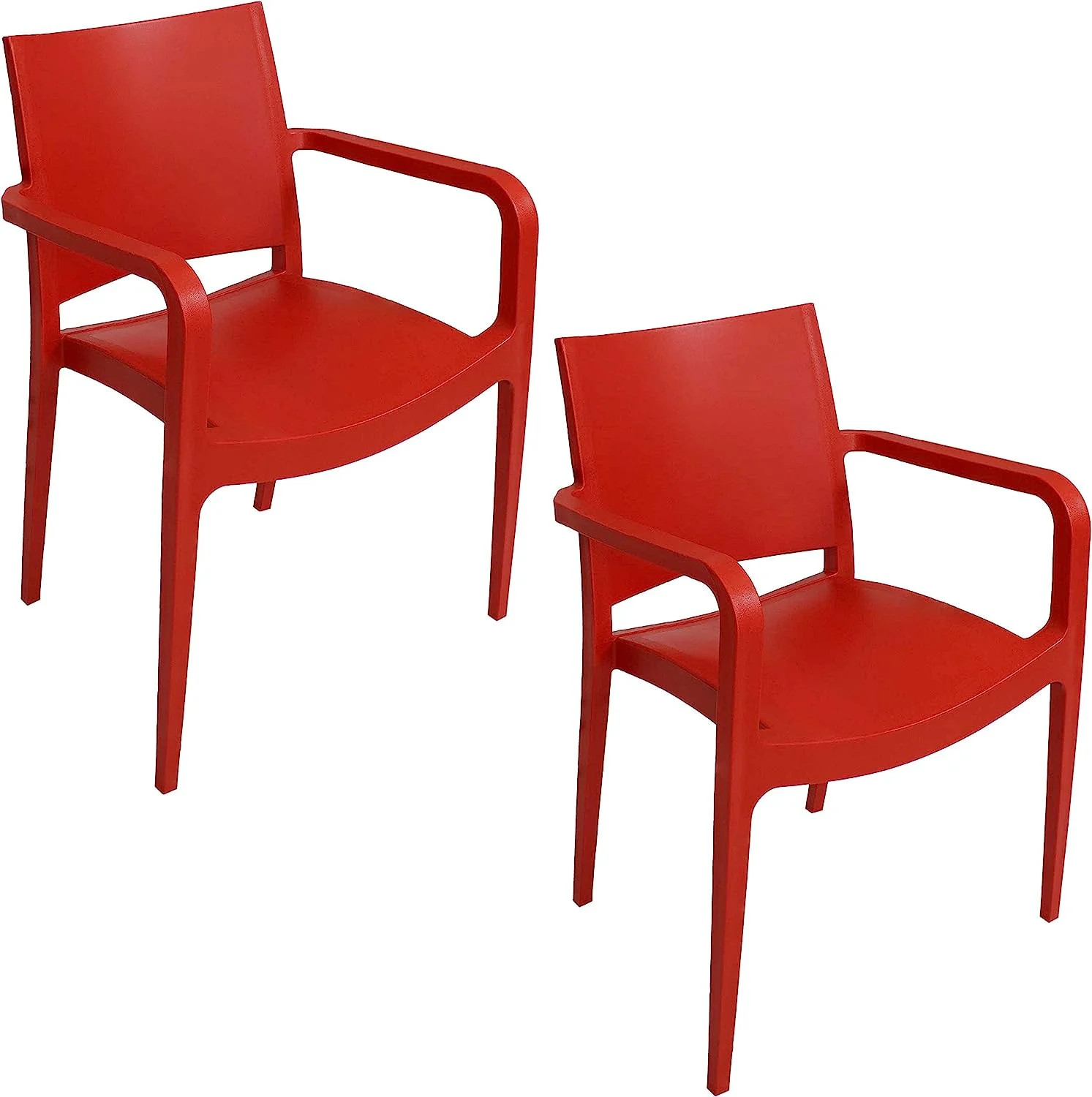 Landon All-Weather Plastic Indoor/Outdoor Dining Armchair - Grade - Red - 2 Chairs