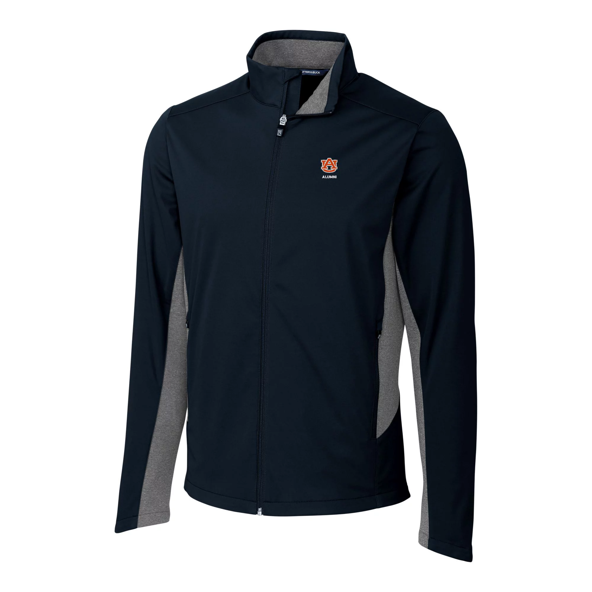 Men's Cutter & Buck  Navy Auburn Tigers Alumni Logo Navigate Softshell Full-Zip Jacket