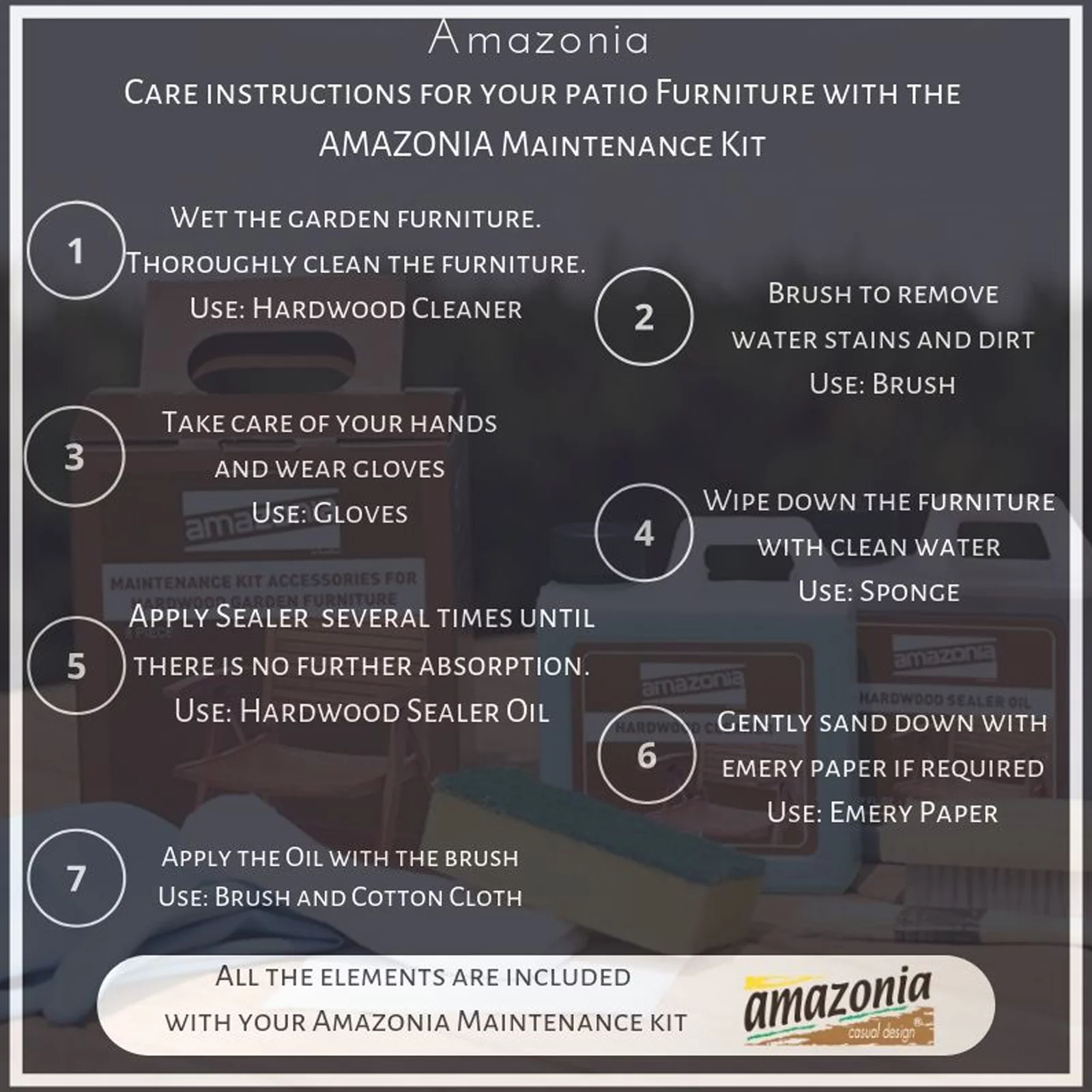 Amazonia Lodeve Teak Finish 7 Pieces Rectangular Patio Dining Set