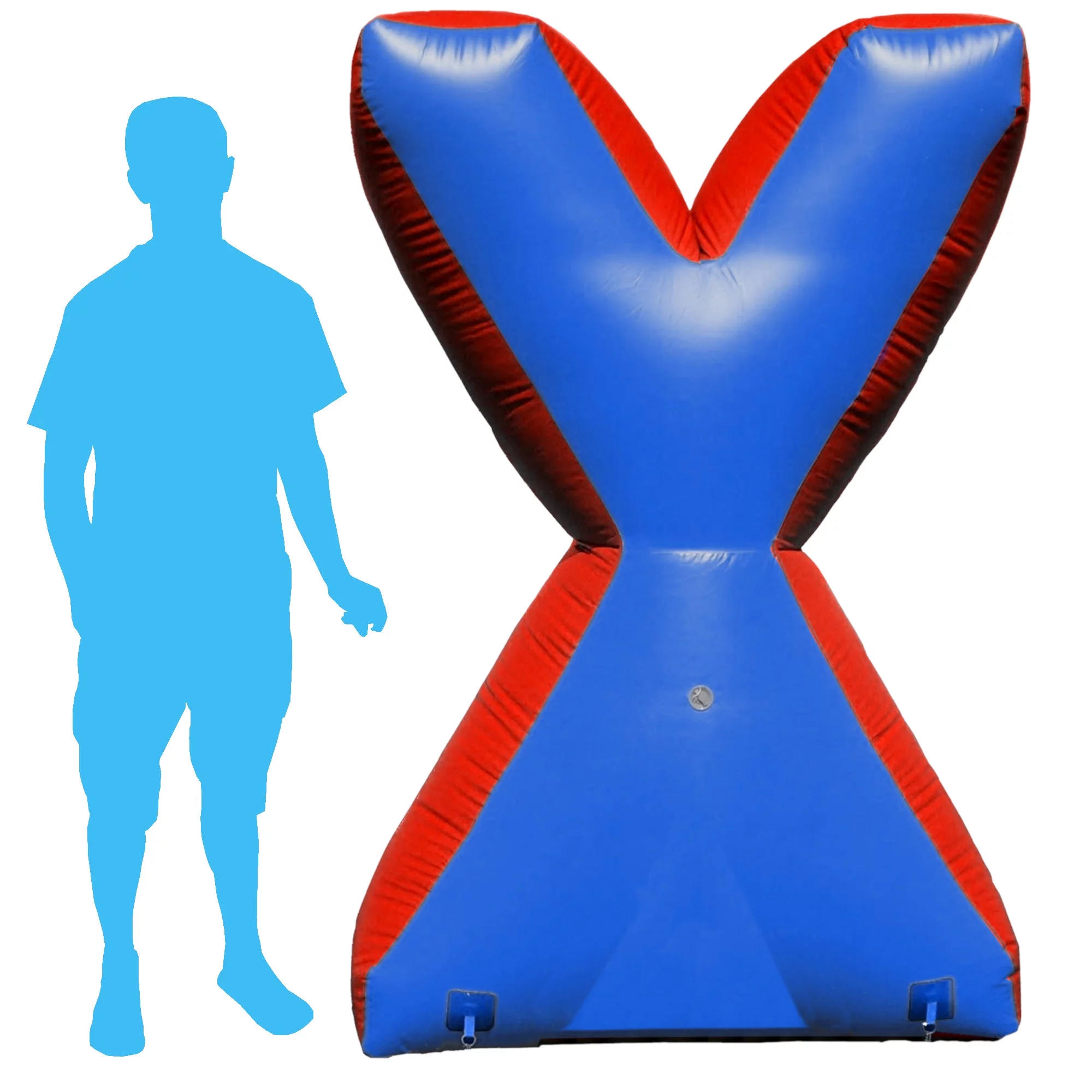 Sportogo Inflatable Air Bunker X for Paintball, Airsoft, Archery, Laser Tag, 1 Piece, 6 Foot Tall, Blue & Red