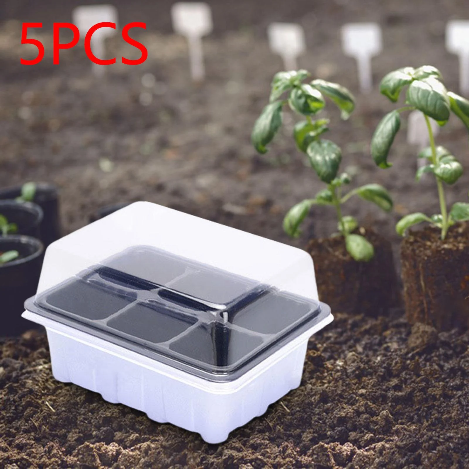 Gazechimp 5 Pack Plant Starting Tray, Seed Starting Tray with Transparent Cover, 19 x 14.5 6 Grids