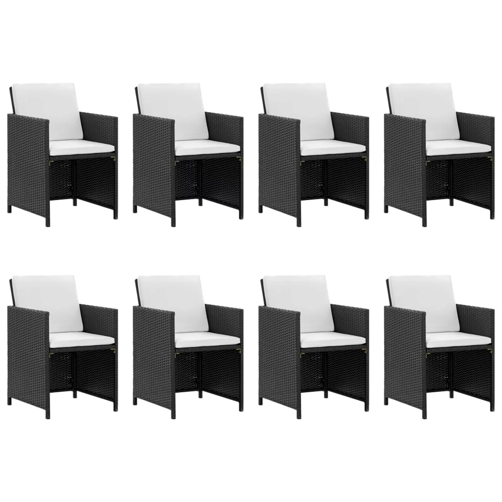 walmeck 13 Piece Patio Dining Set with Cushions Poly Rattan Black