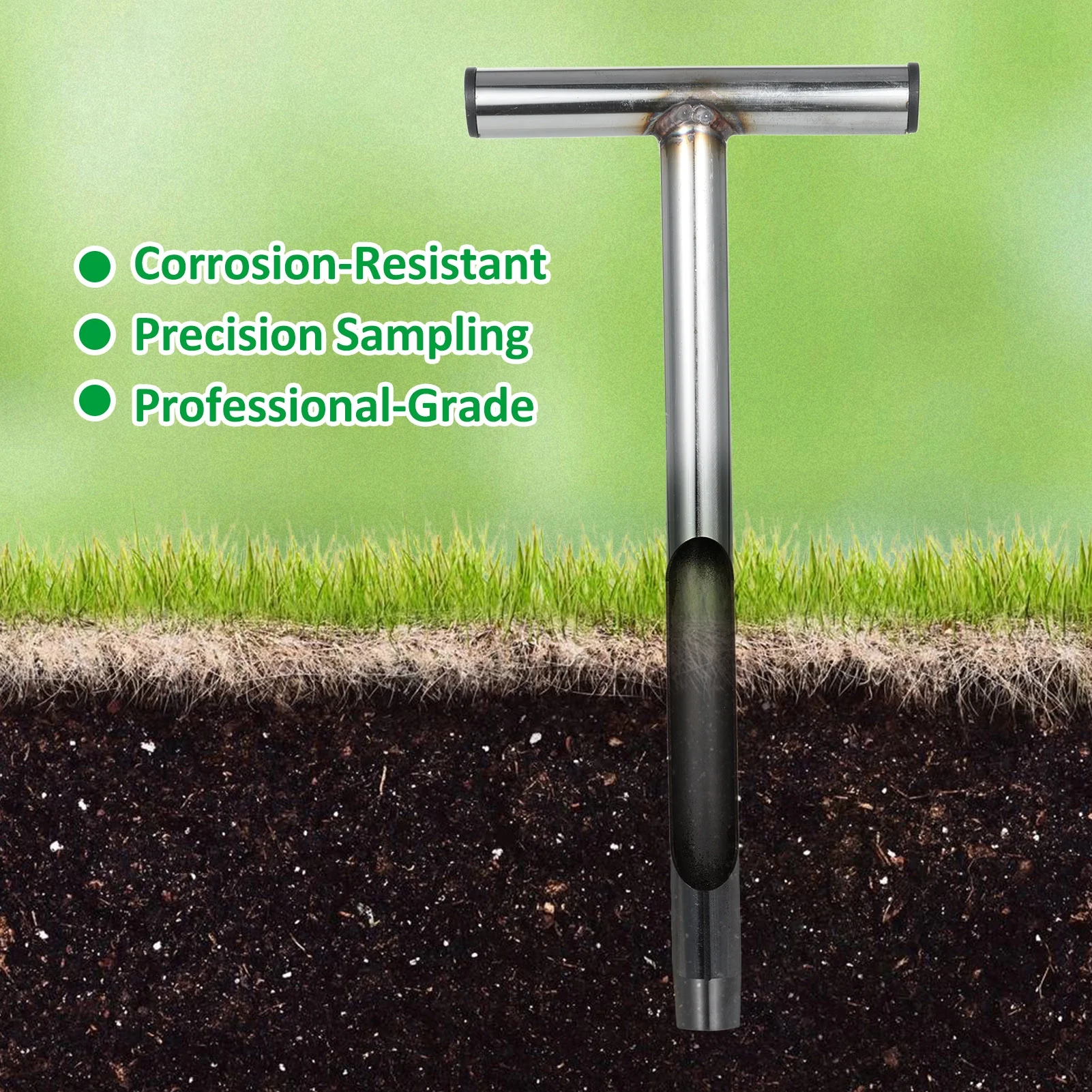Sampler,13 Inch Handle Soil Sample Probe Sample Soil Metal T-style Sampler 2pcs Reusable Probe 13 Rod With Reusable Sample Test Soil Plant Care Soil Probe With 2pcs Care Lawn Farm Probe Rod