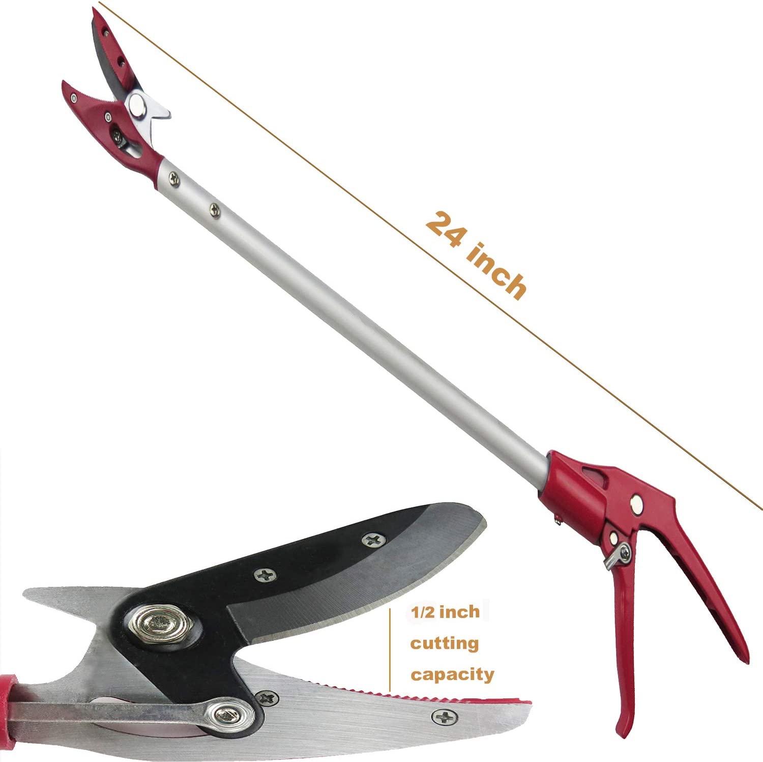 Mesoga 2 Feet Cut and Hold Tree Pruner  Rotation Pole Tree Trimming  Short Reach Fruit Picker  Branches Bypass Lopper
