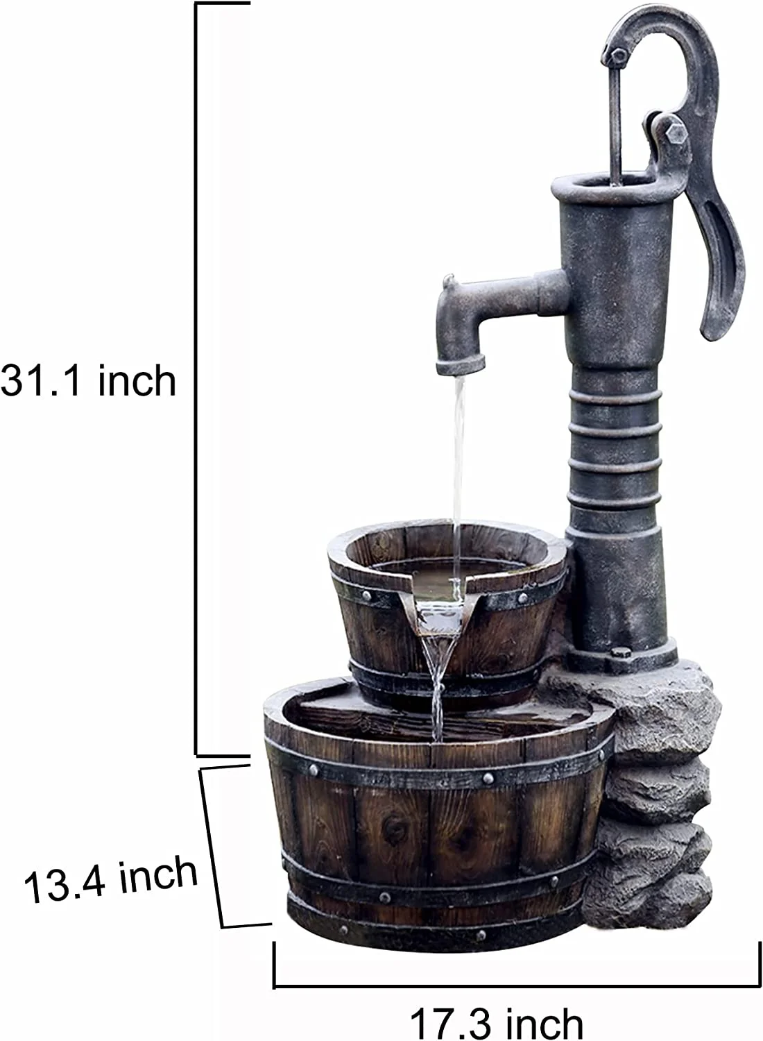 Old Fashioned Pump Water Fountain,Gray