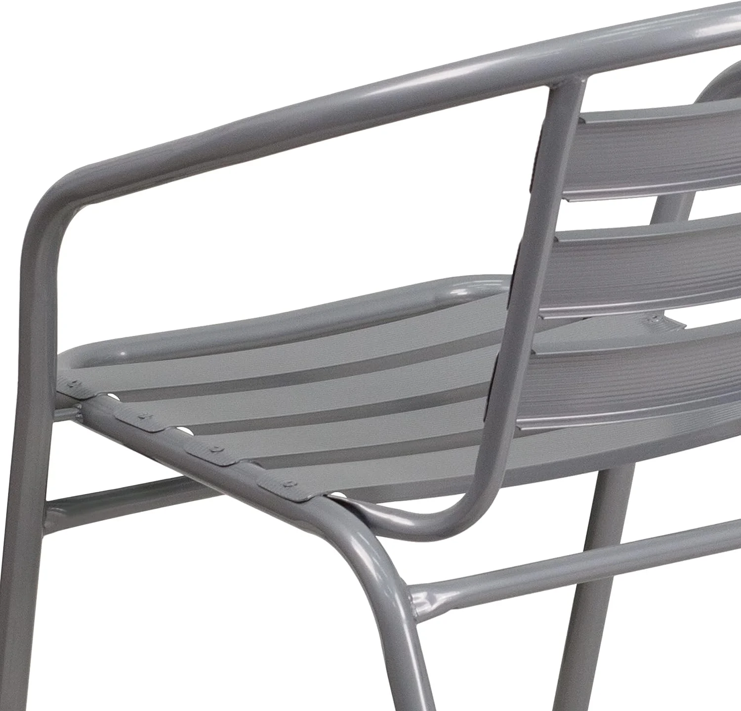 Lila Silver Metal Restaurant Stack Chair With Aluminum Slats
