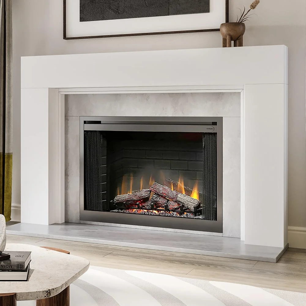 Modern Ember Sabine 48 inch Wood Fireplace Mantel Surround Kit - White