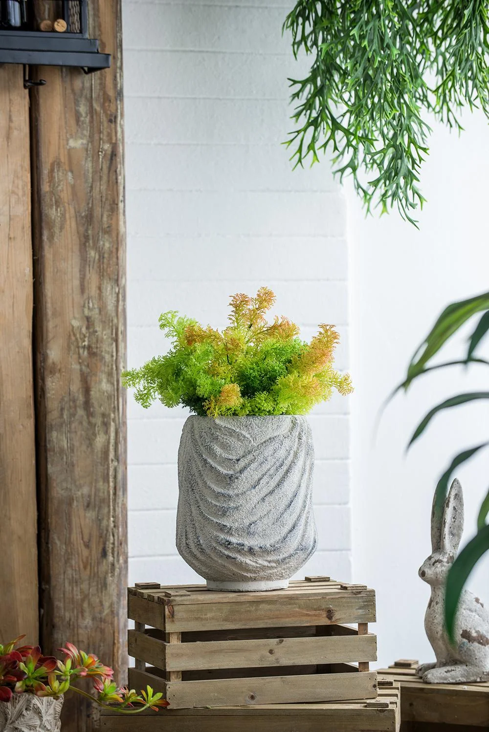 A&B Home Gray Terracotta Planter with Asymmetrical Wavy Texture 8.5