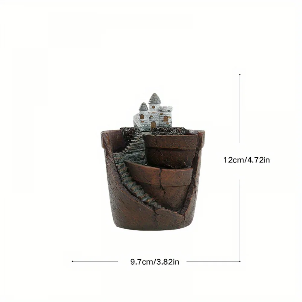 NSXXKJ 1pc Resin Hand-painted Castle Succulent Flower Pot Desktop Balcony Bedroom Garden Handicraft Flower Arrangement Flower Pot Flower Vase Garden Decoration