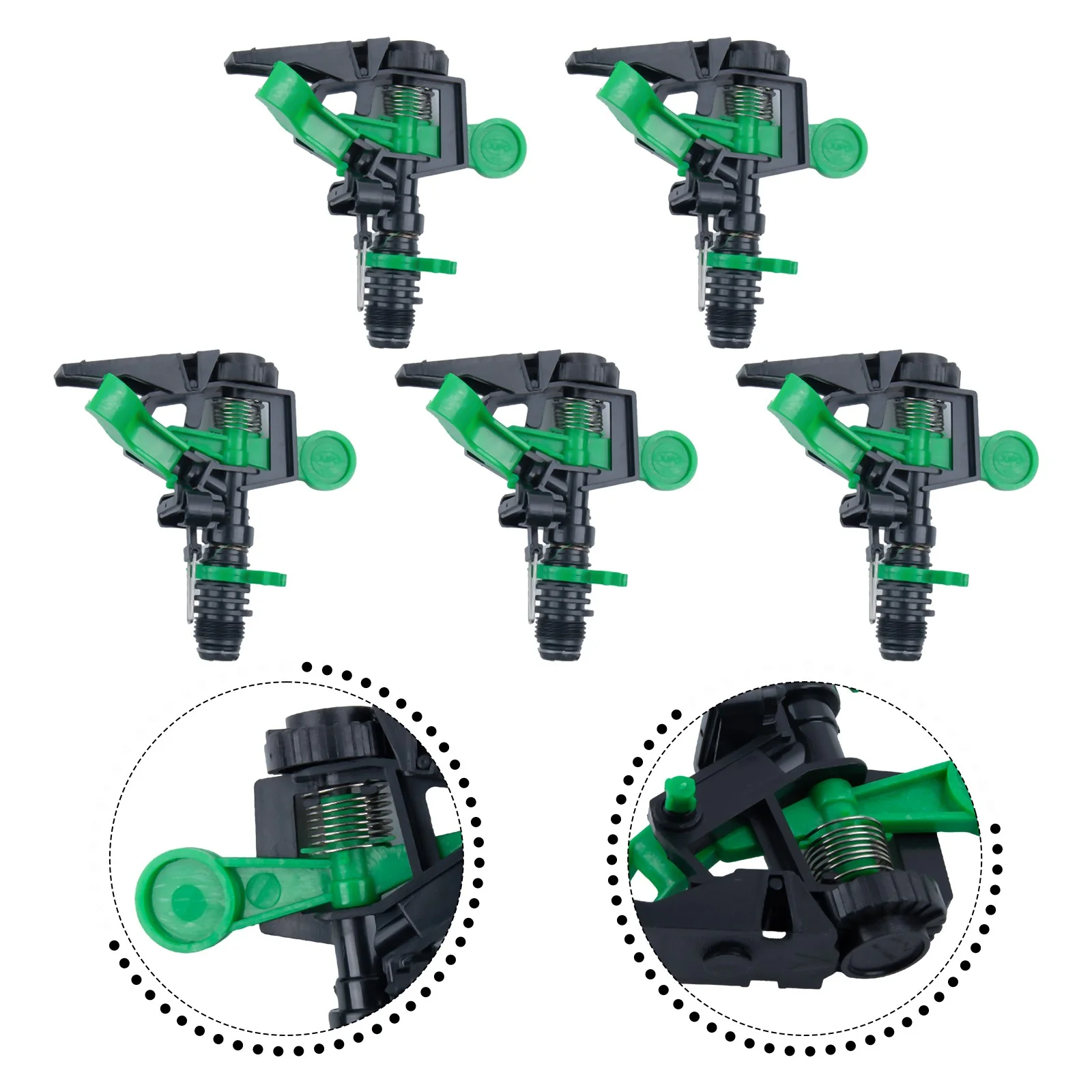 5Pcs ABS Impact Sprinkler Head Adjustable 0-360 Degree 34Ft-60Ft Spray Distance
