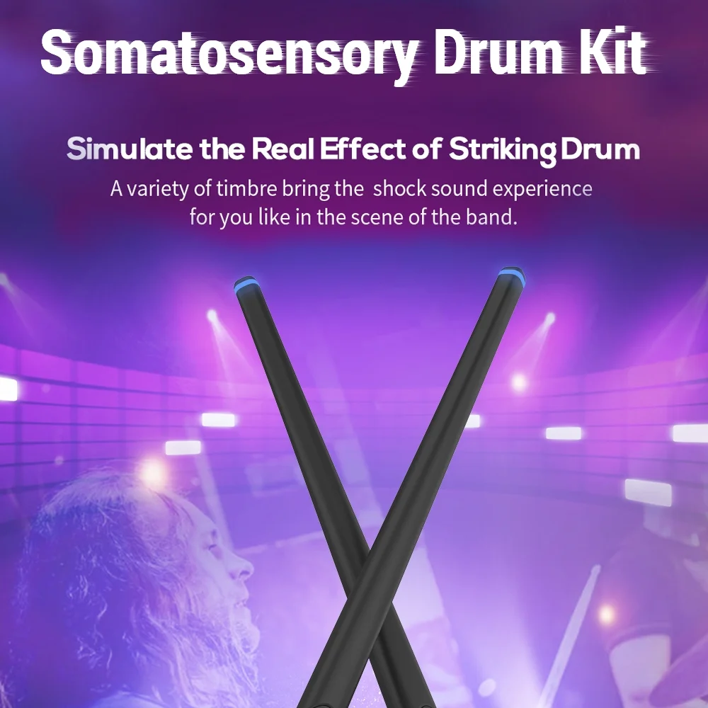 1 Set Somatosensory Virtual Drum Kit Air Drumsticks Musical Instrument for Home Studio Camping
