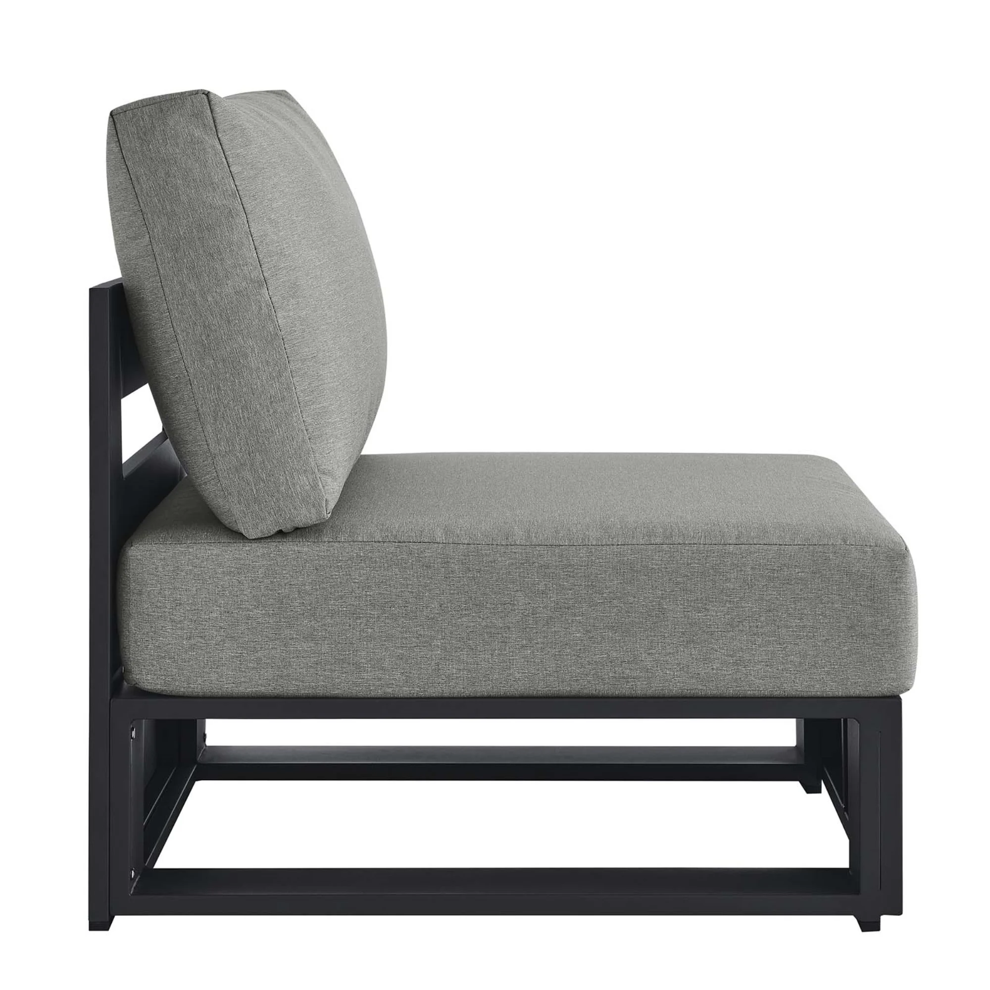 Modway Tahoe Outdoor Patio Powder-Coated Aluminum Modular Armless Chair in Gray Gray