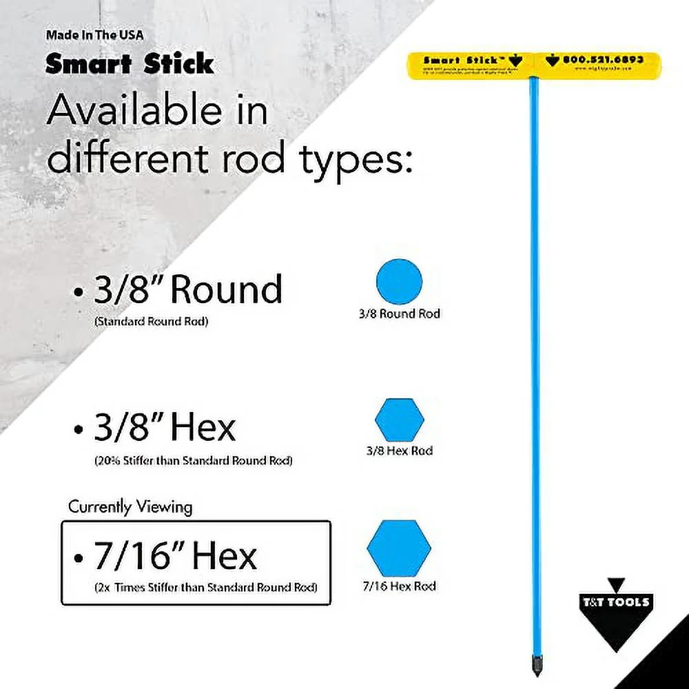 T&T Tools Smart Stick Metal Soil Probe - T-Handle Probing Rod, Steel Rods, 48-Inch Long Metal Rod w/ 7/16
