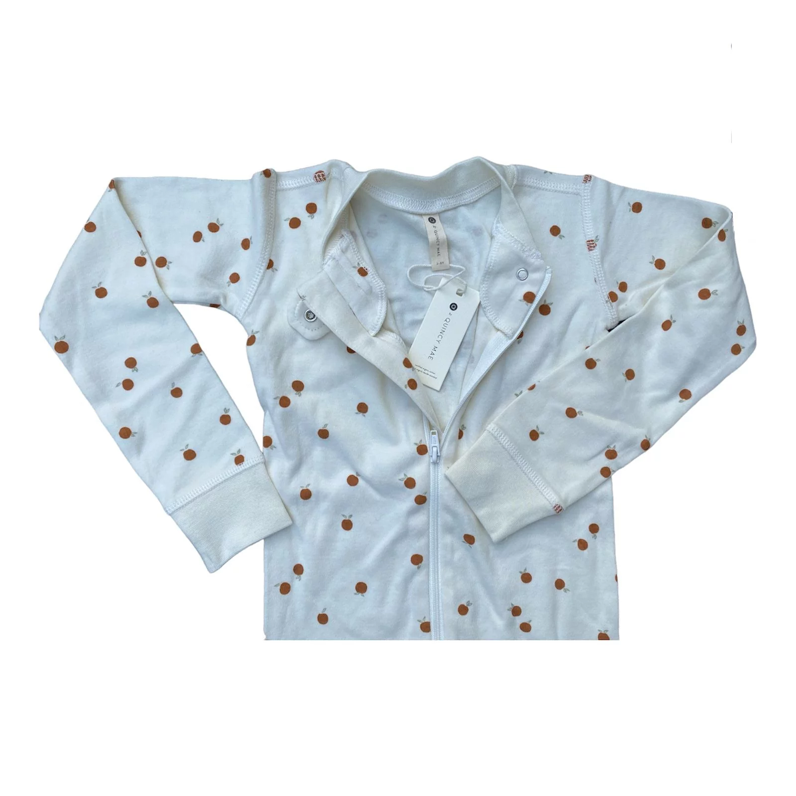 Quincy Mae Toddler Nectarine Brushed Jersey Zipper Pajama Jumpsuit 2-3 years