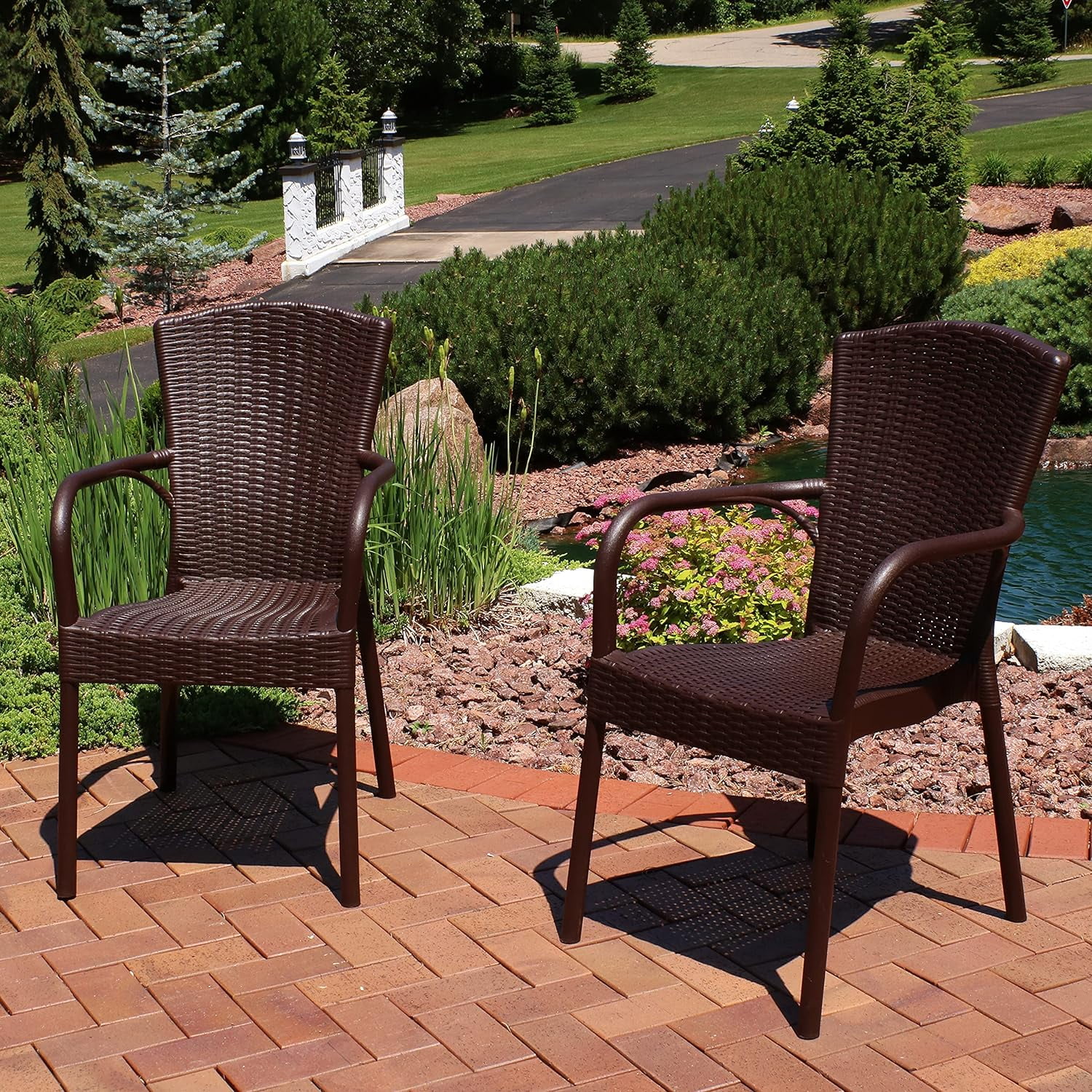 Segesta All-Weather Faux Wicker Plastic Dining Chair - Grade - Indoor/Outdoor Use - Wenge - 4 Chairs