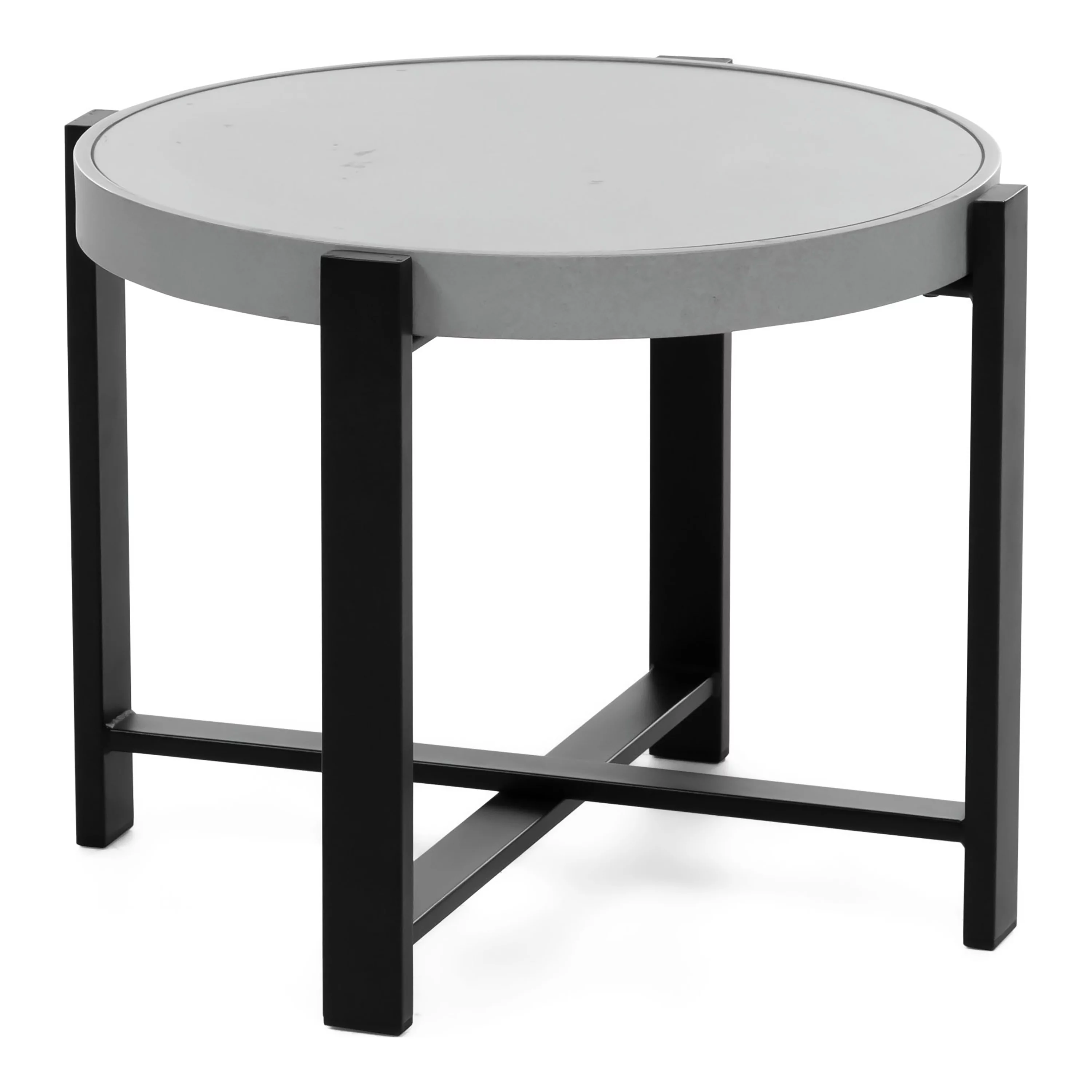 Furniture of America Drom Aluminum 3-Piece Patio Table and Chairs Set, Black and Beige