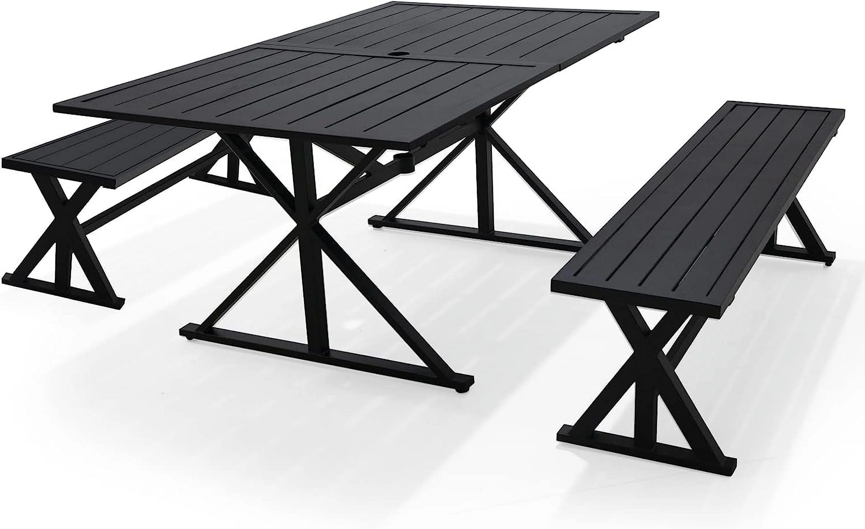 Pieces Outdoor Patio Dining Set for 6 Patio Dining Swivel Chairs Textilene & 1 Rectangle Outdoor Dining Table with 1.57" Umbrella Hole