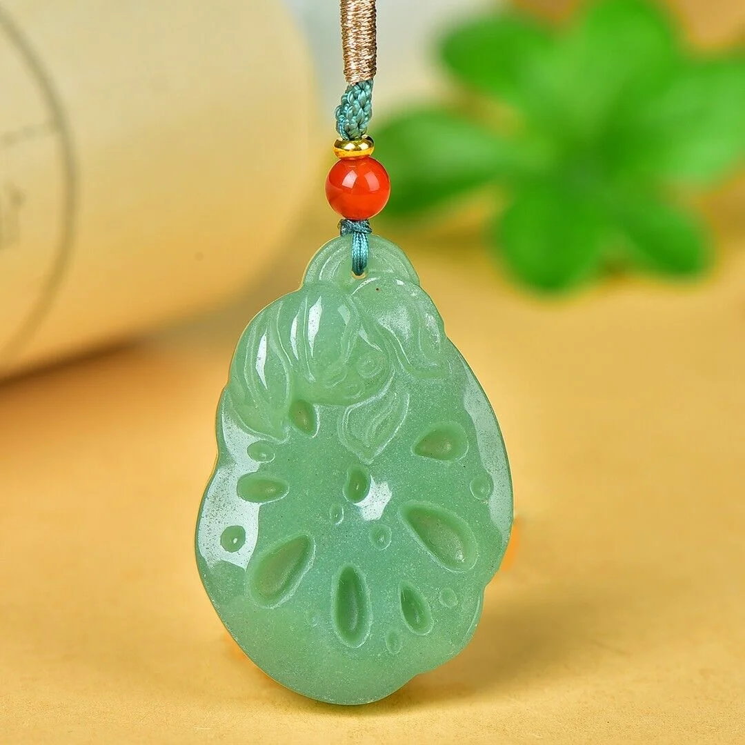 Hand Carving Lotus Flower Lotus Root Pendant China DongLing Jade