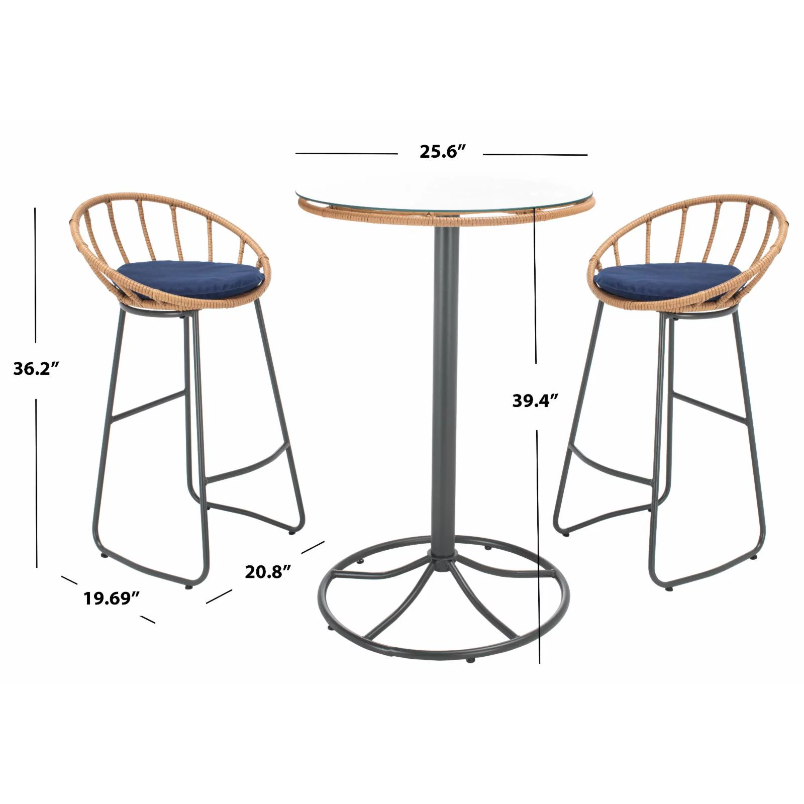 Safavieh Outdoor Lersa 3 Piece Conversation Set