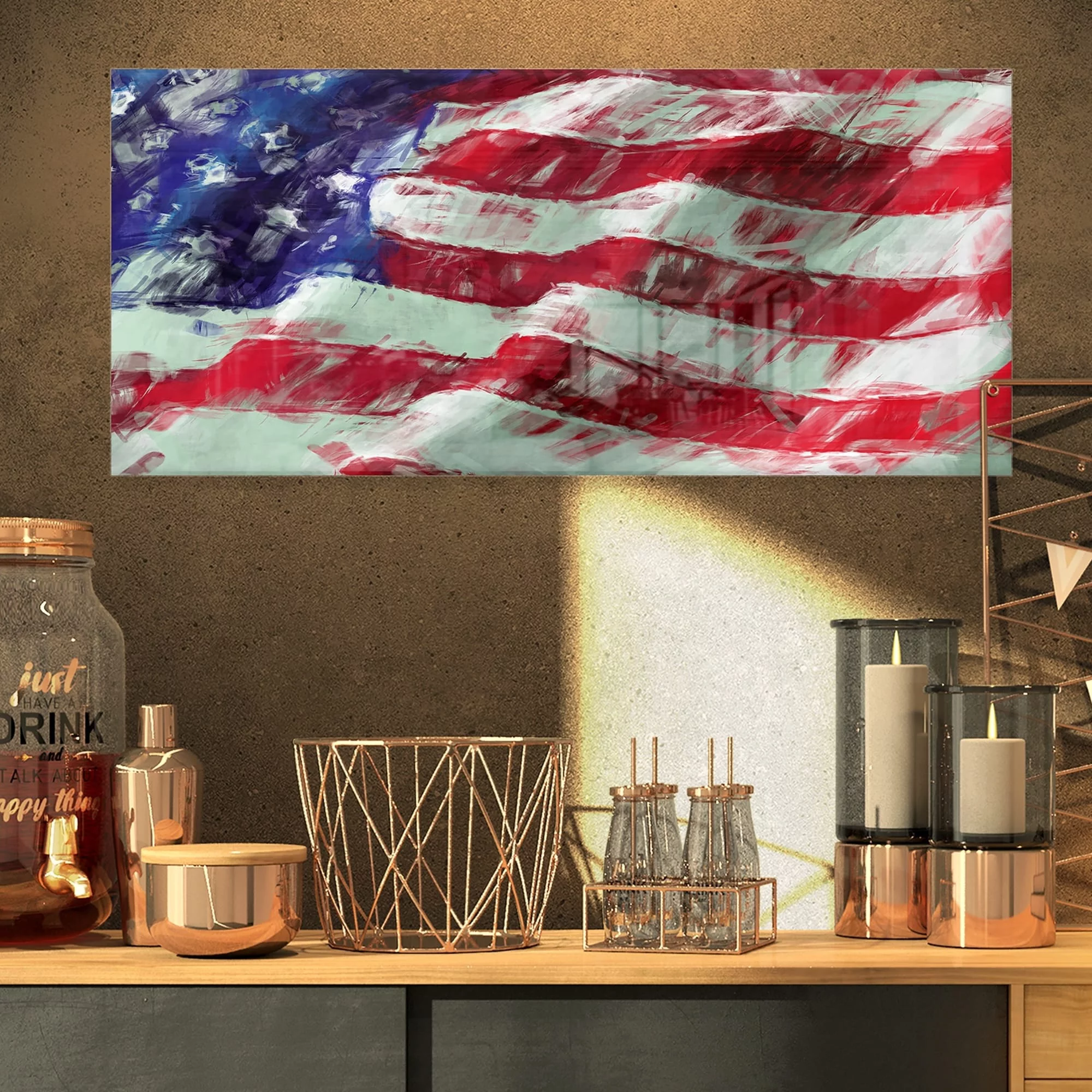 USA Flag Abstract Art' Map & Flag Metal Wall Art