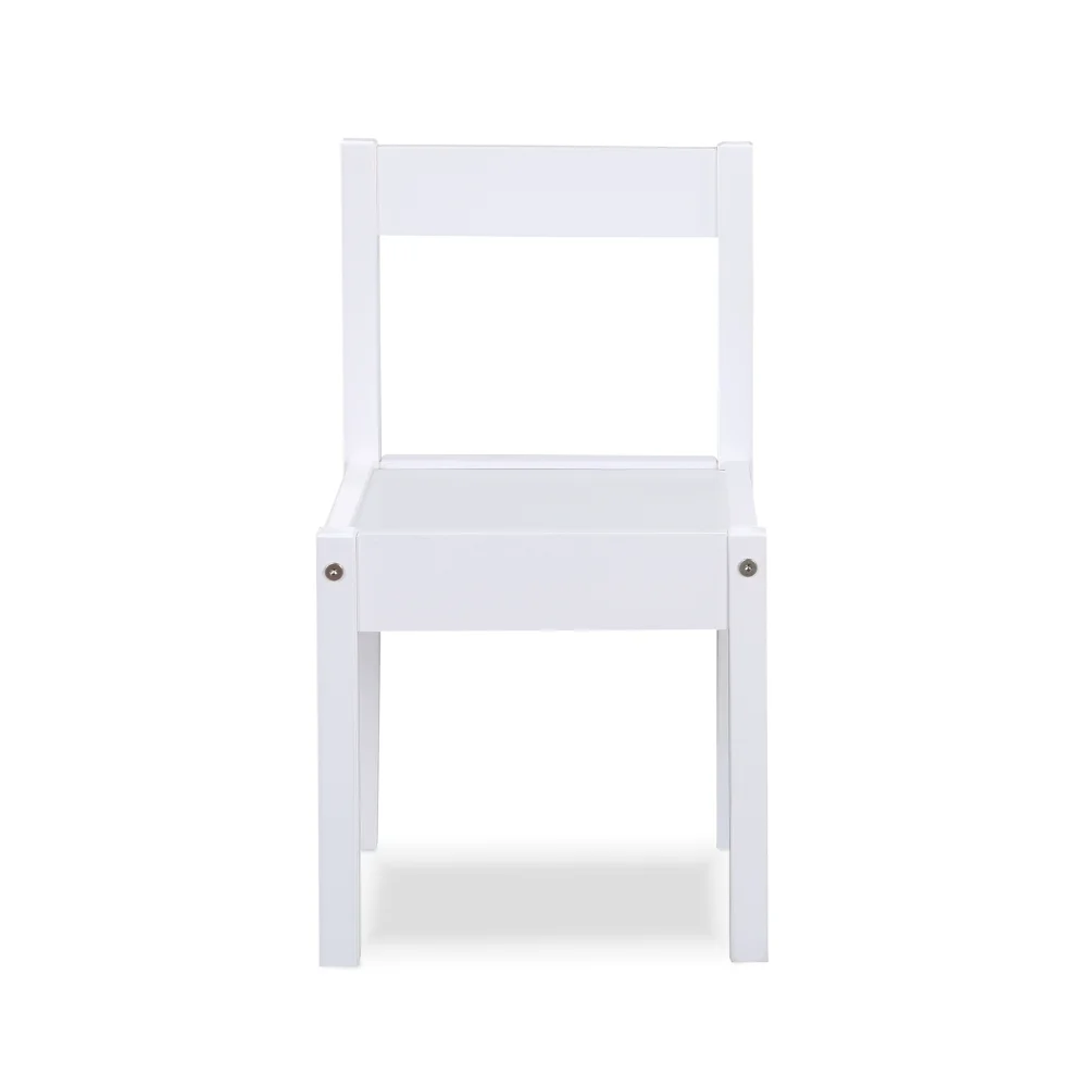 DeeHome Della 3-Piece Solid Wood Kids Table & Two Chair Set, White